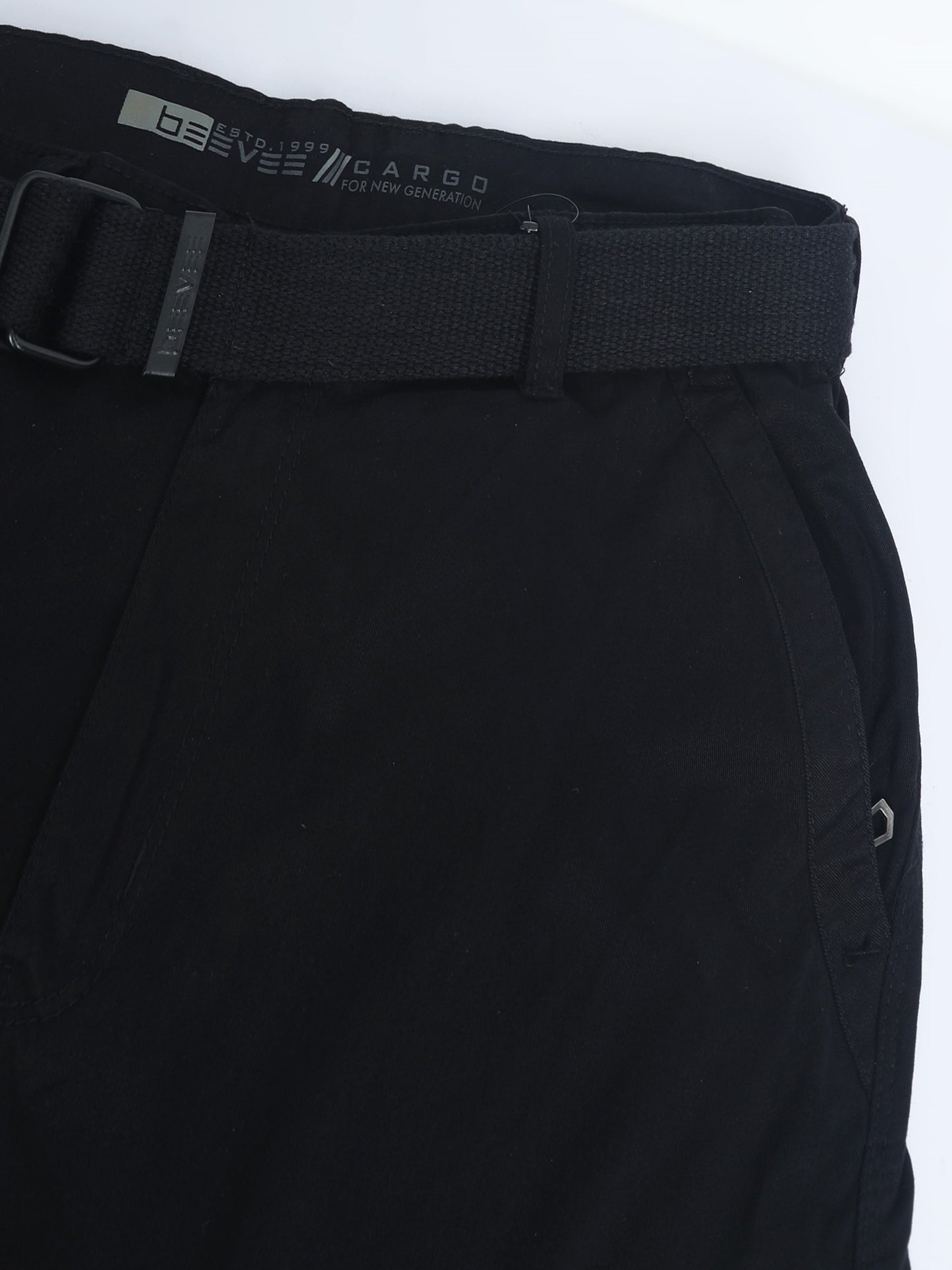 Cotton Lycra Black  Mid Rise Cargo Pant with 7 Pockets
