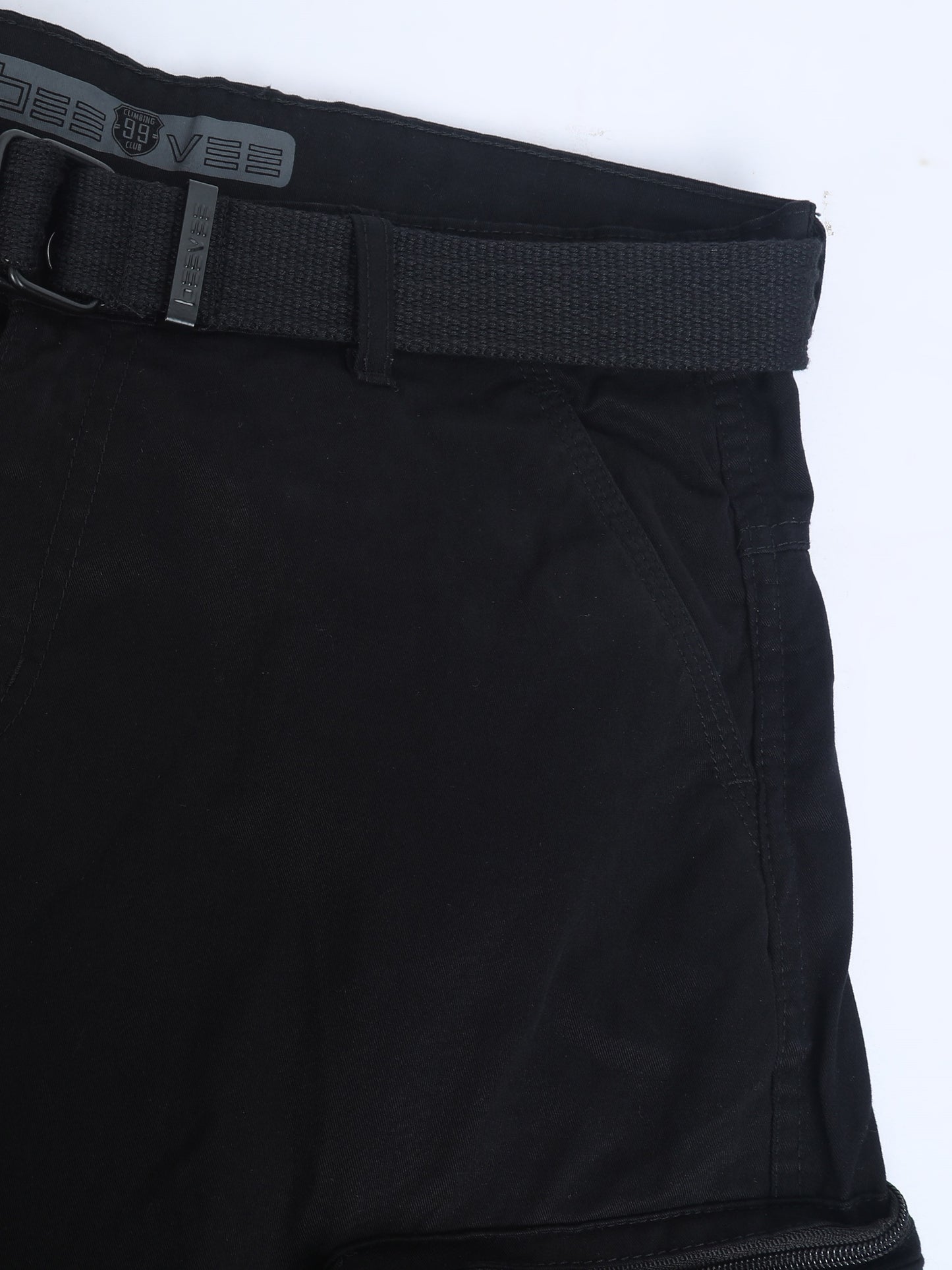 Cotton Lycra  Black Mid Rise Cargo Pant with 8 Pockets