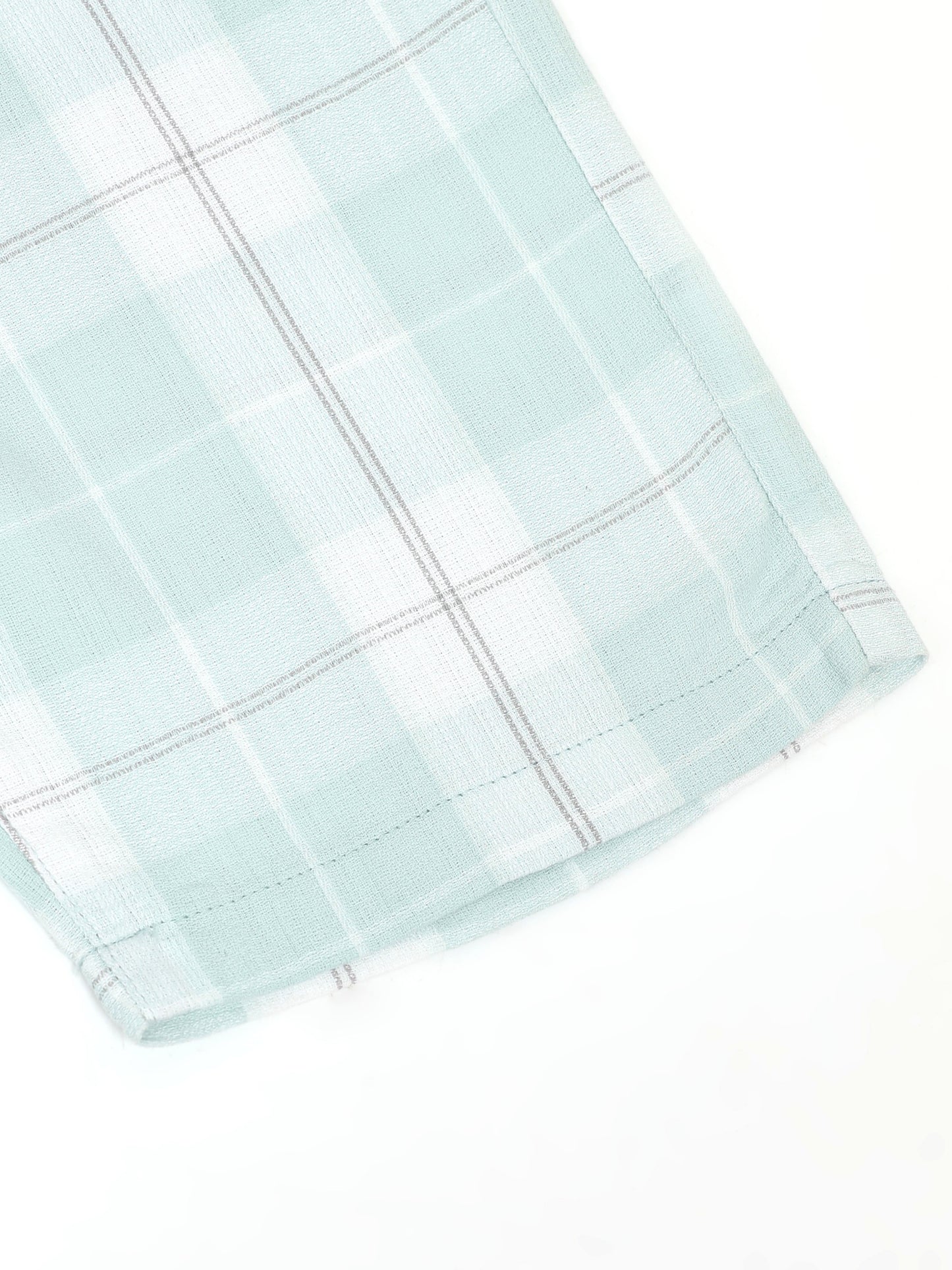 Green Yarn Dyed Cotton Checkered Shorts