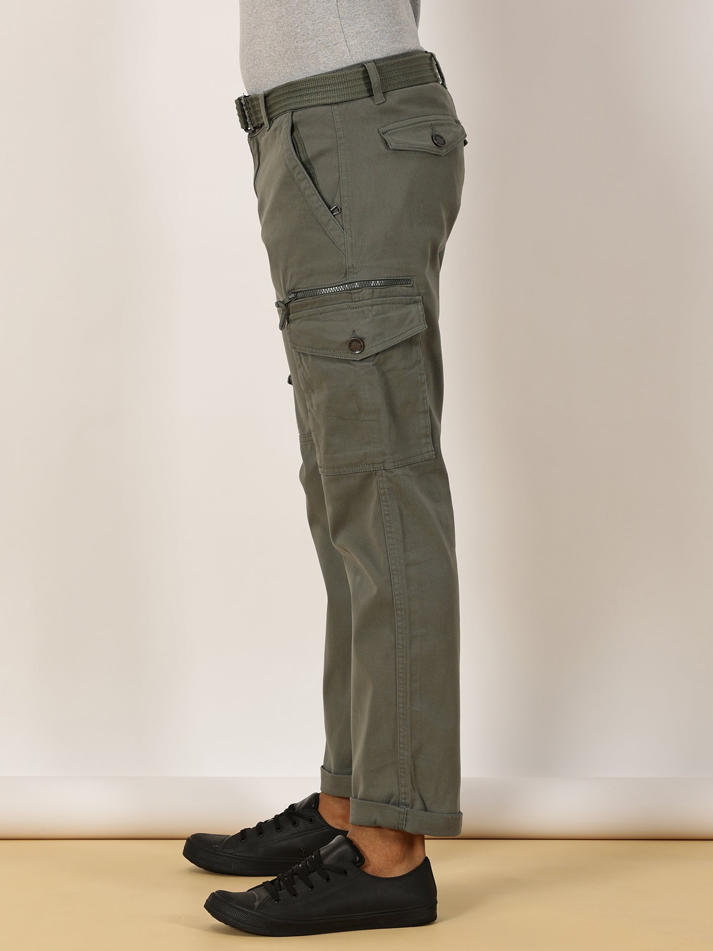 Zip Pocket Stretchable Green With Belt