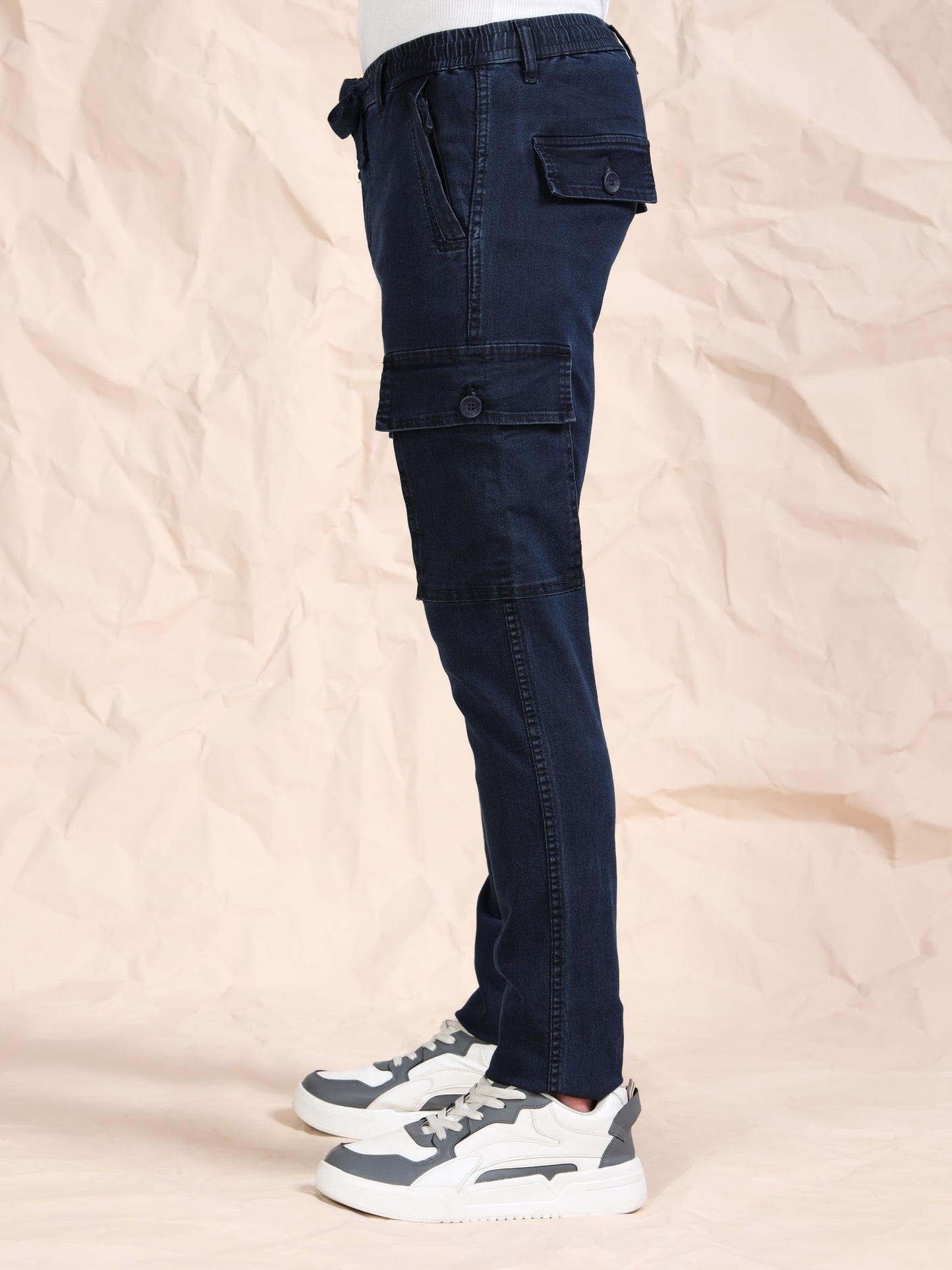 Dark Blue  Solid Cotton Pyjama