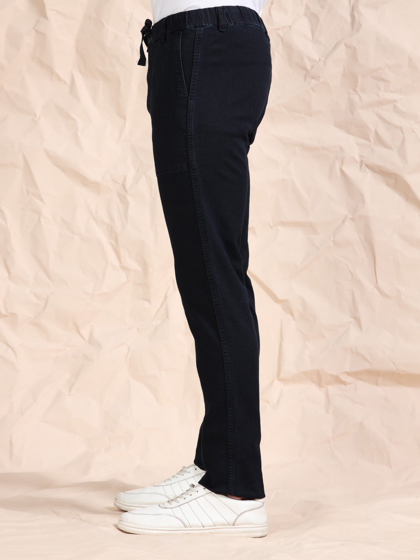 Indigo Denim Cotton Blend Solid Mid Rise Pyjama
