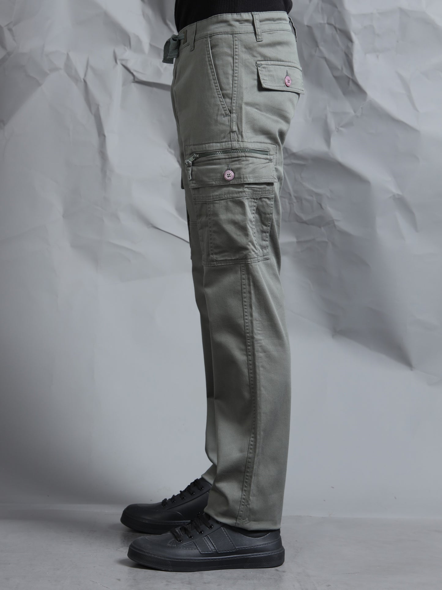 Cotton Lycra Green  Cargo Pant with 8 Pockets