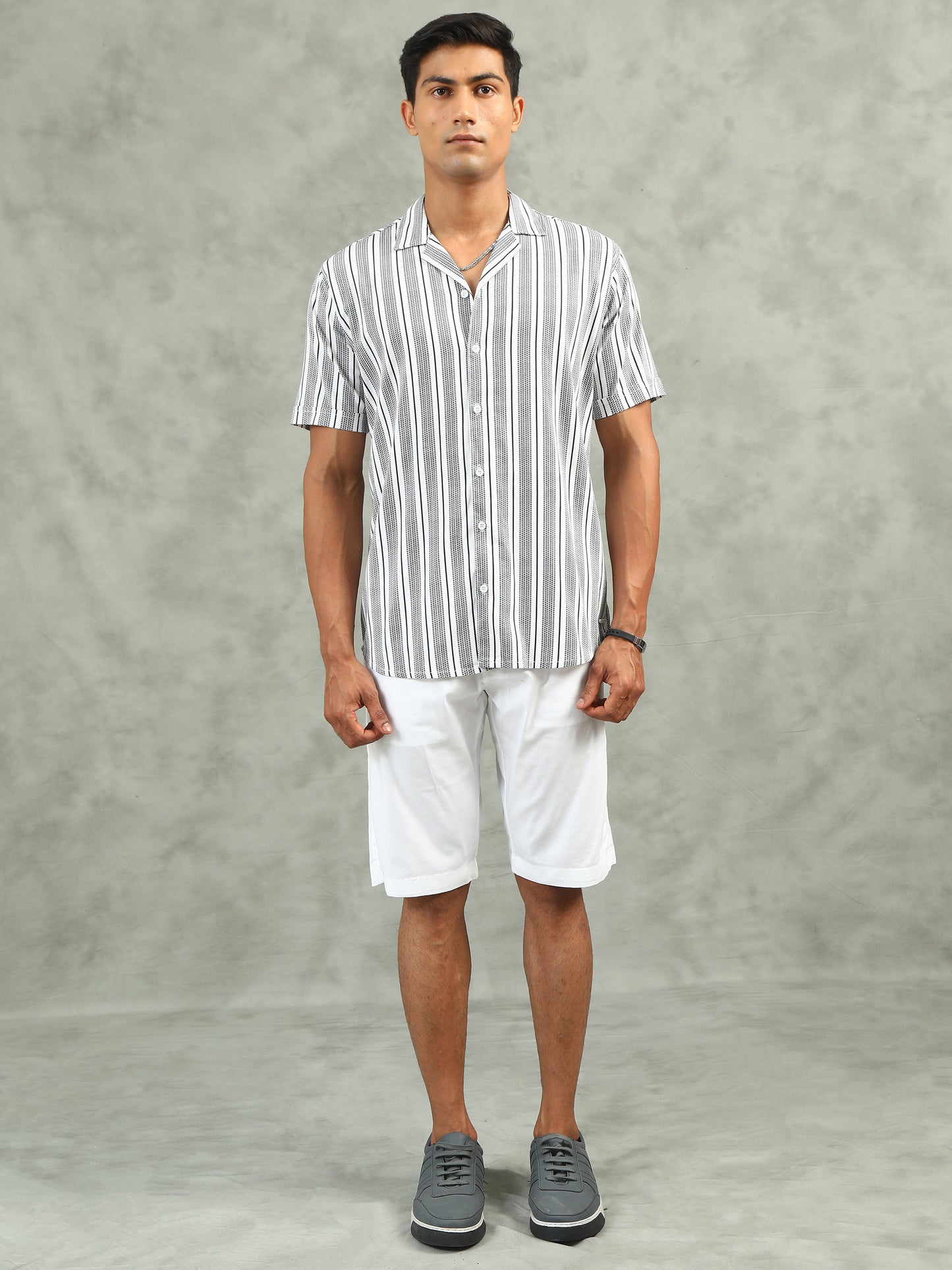 White Regular Fit Striped Cor-Ord Sets