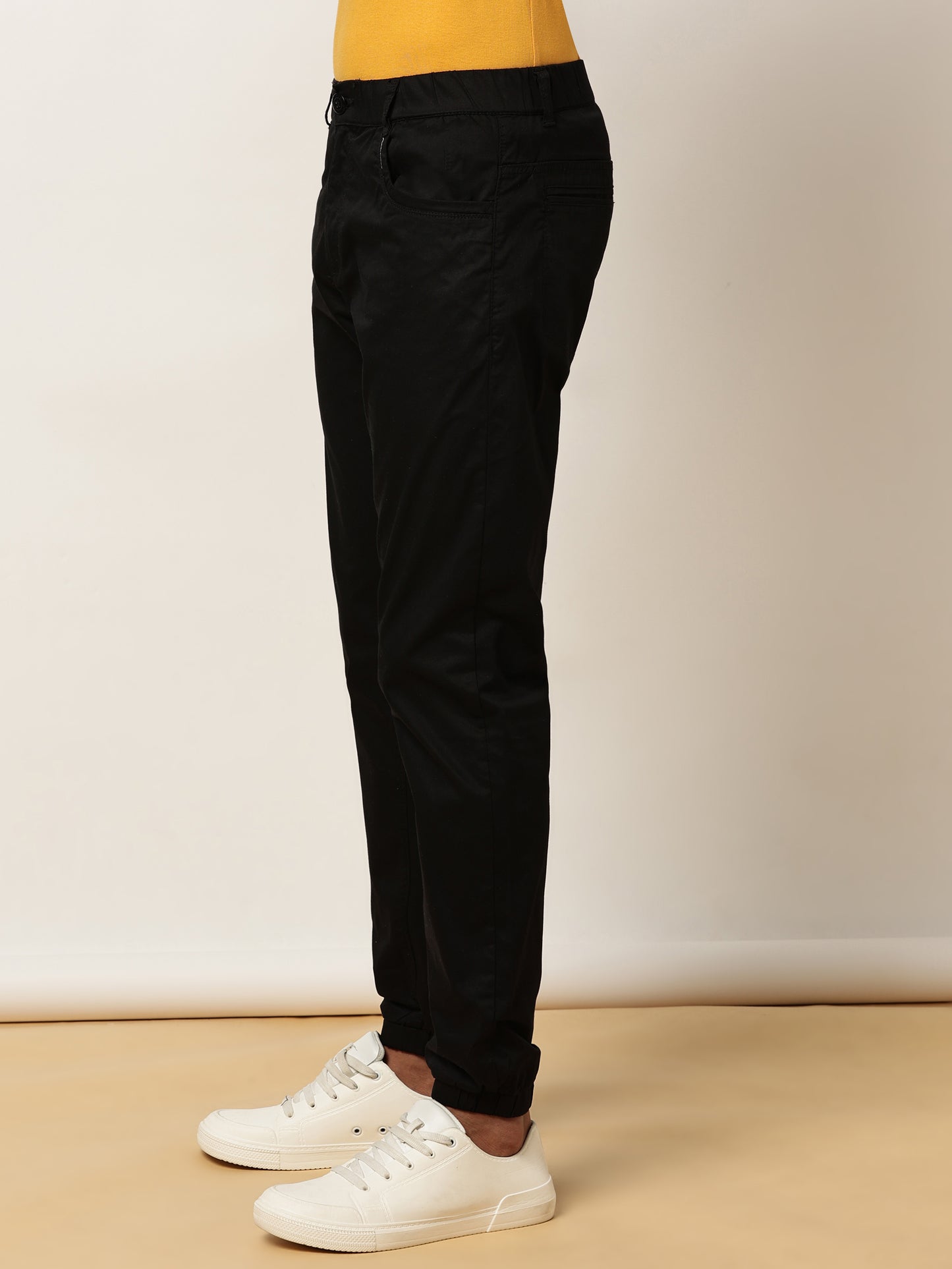 Black Elasticated Waist Stretchable Jogger Lounge Pants