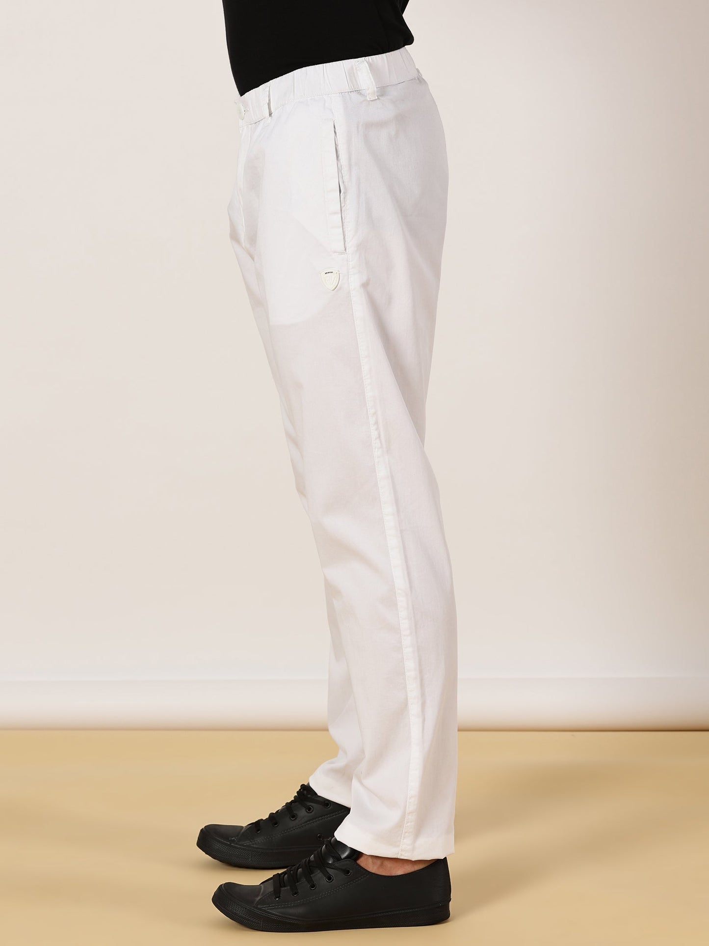 Light Weight Elasticated Waist Zip Pocket White Lounge Pants
