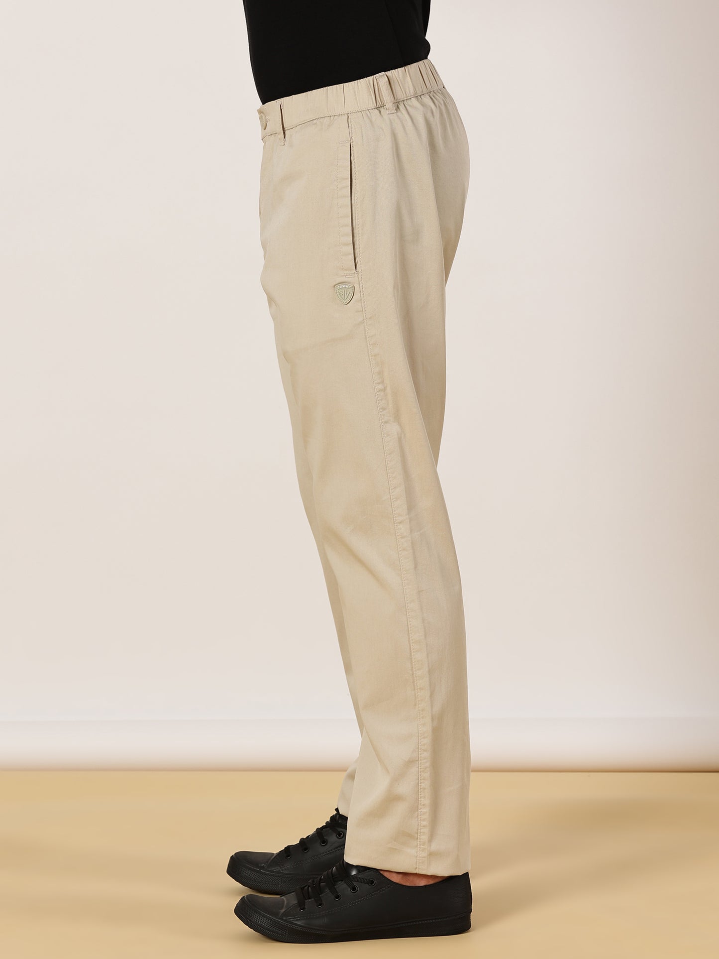 Light Weight Elasticated Waist Zip Pocket Beige Lounge Pants