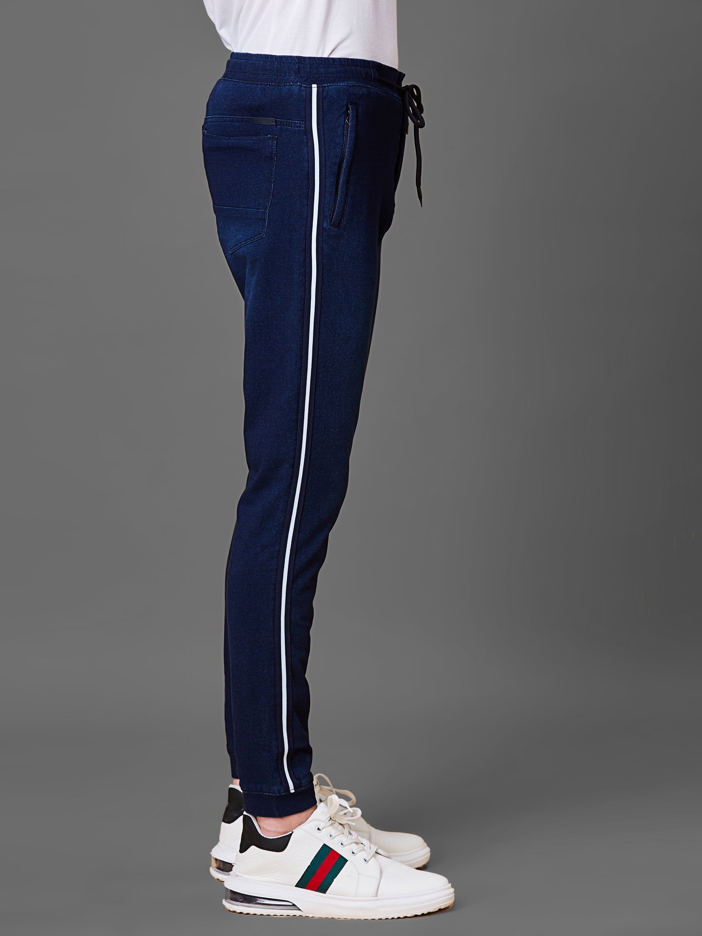 Elasticated Knit Denim Stretchable Lounge Pants with Side tape