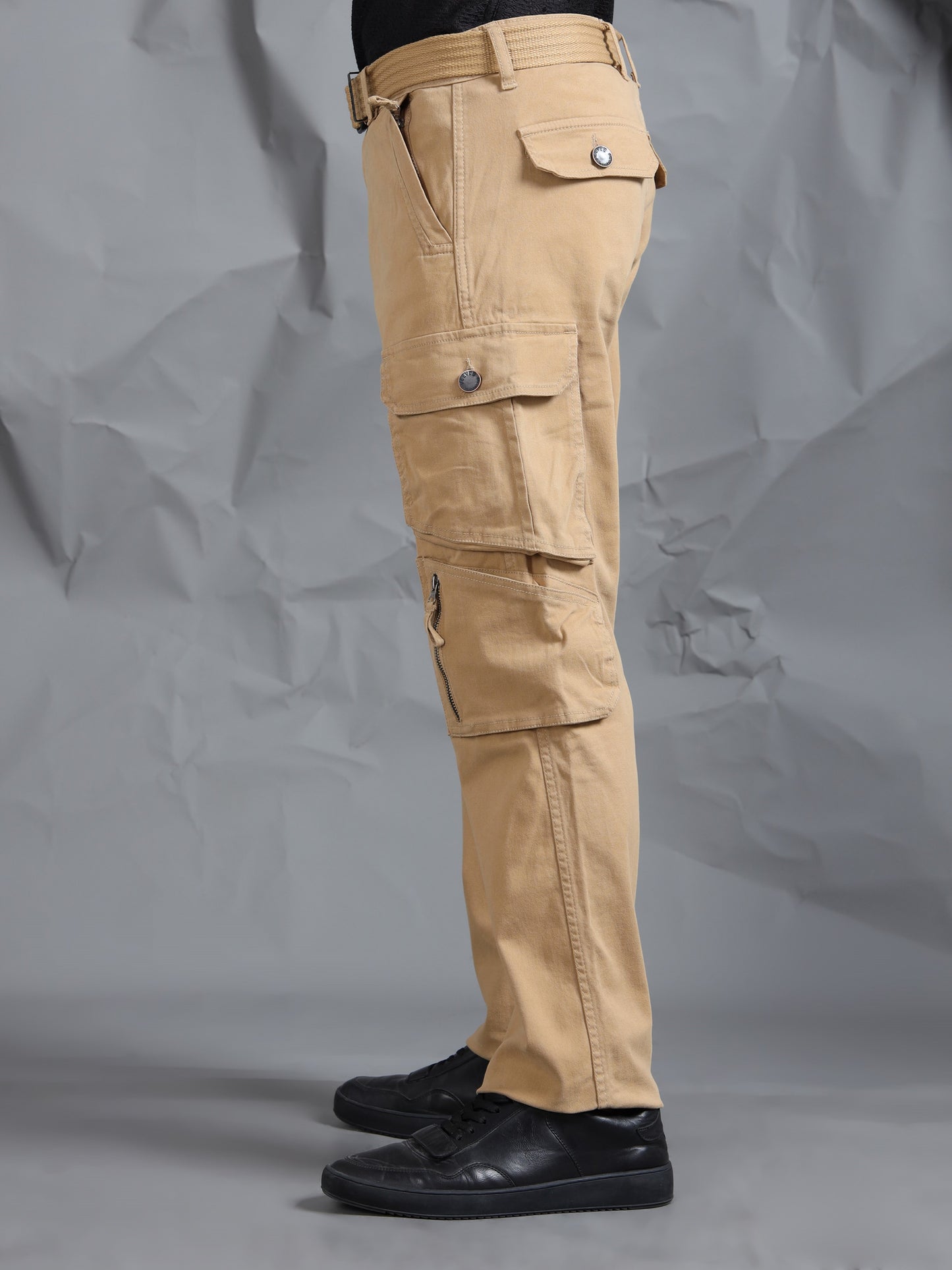Cotton Lycra Khaki  Cargo Pant with 8 Pockets