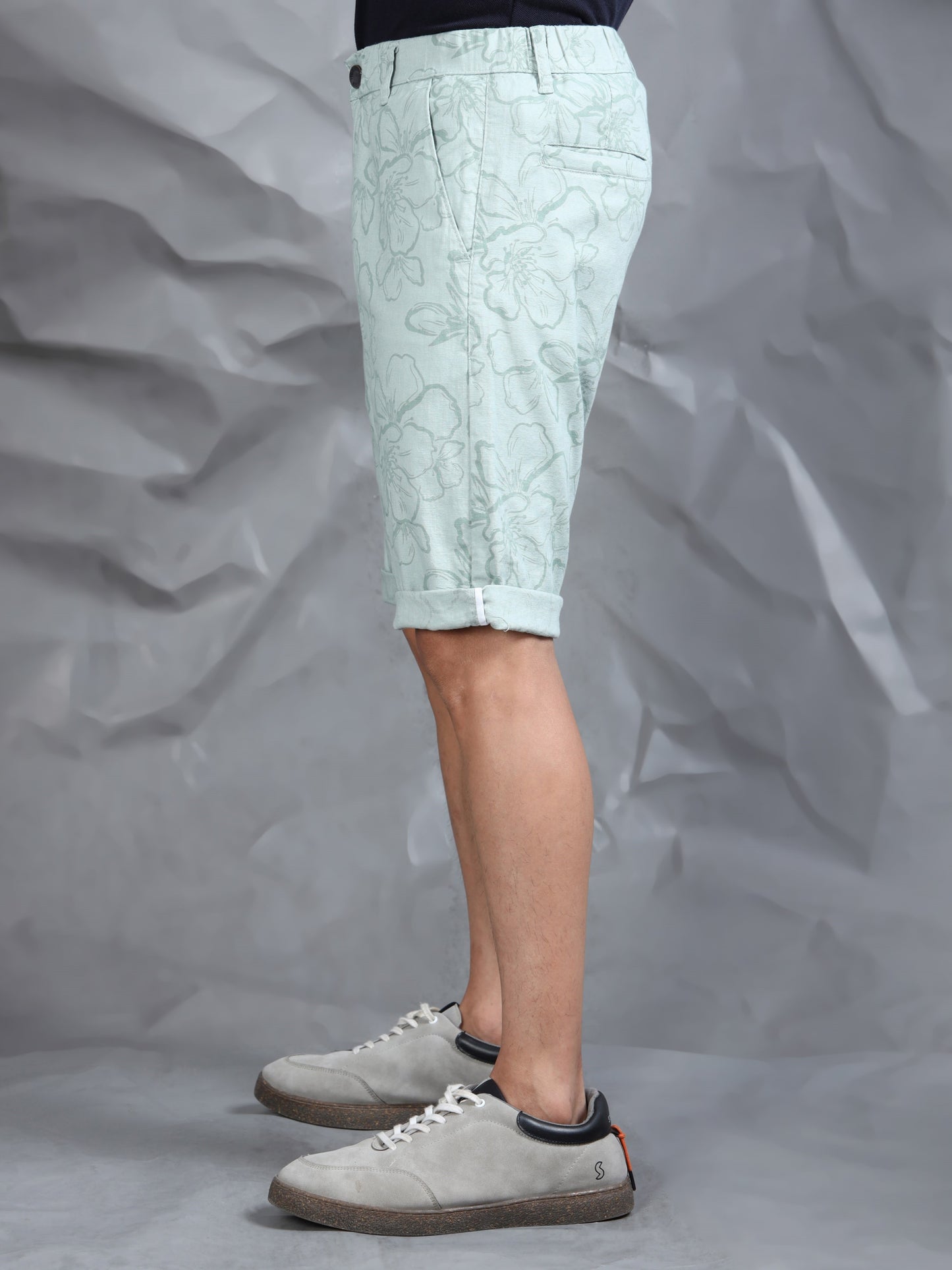 Cotton Lycra Casual Mint Printed Shorts