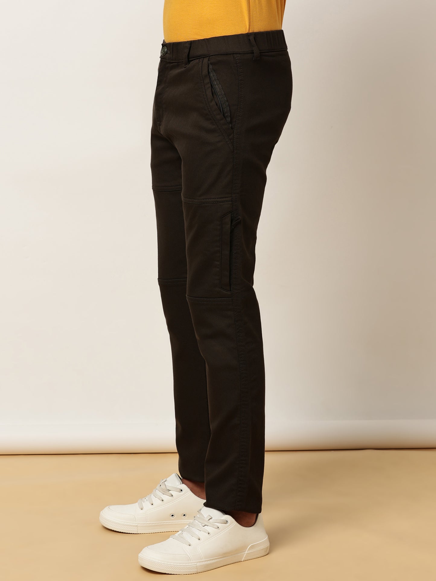 Olive Elasticated Waist Multi Pocket Stretchable Lounge Pants