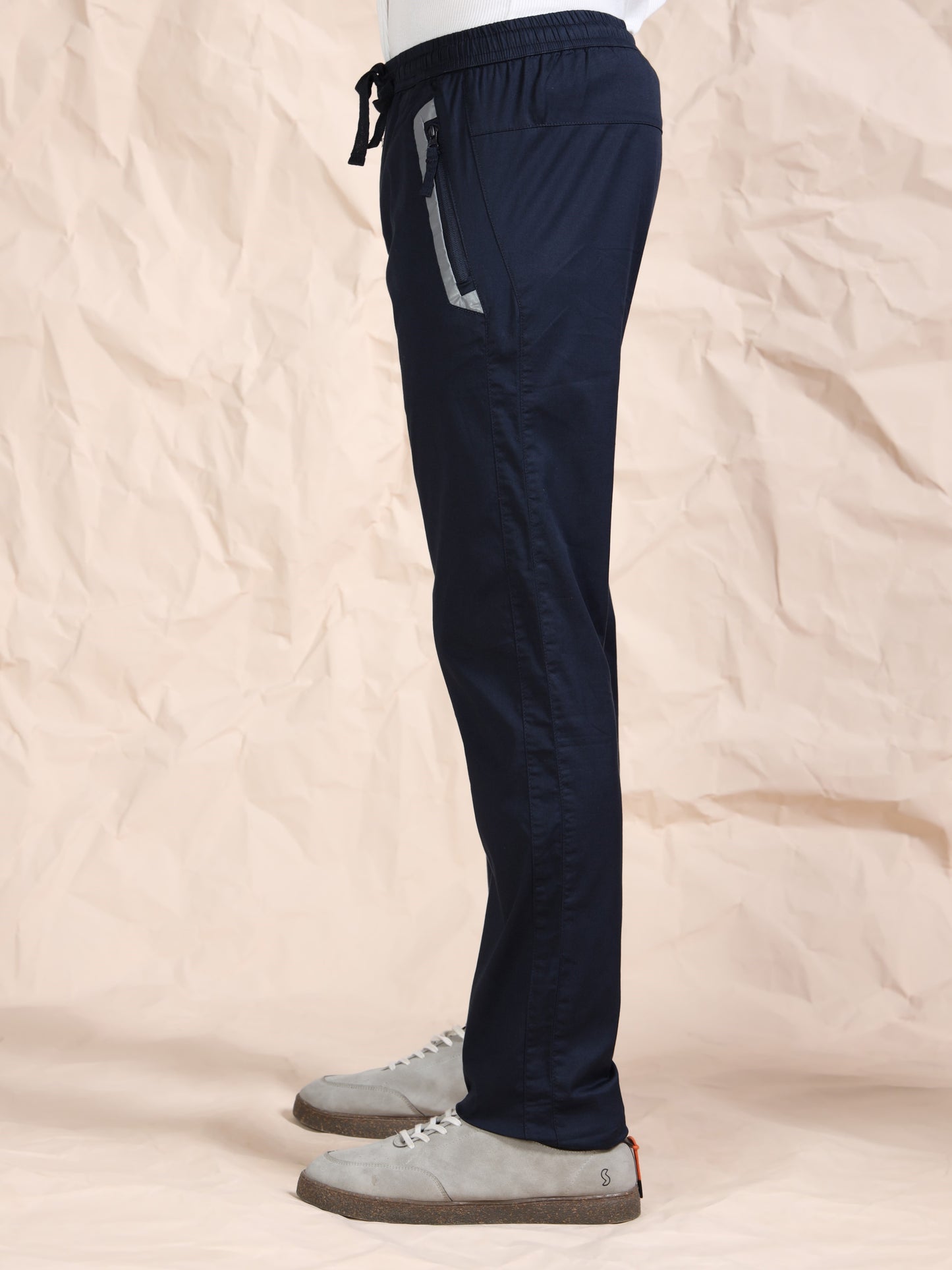 Navy Regular Fit Cotton Lycra Solid Pyjama