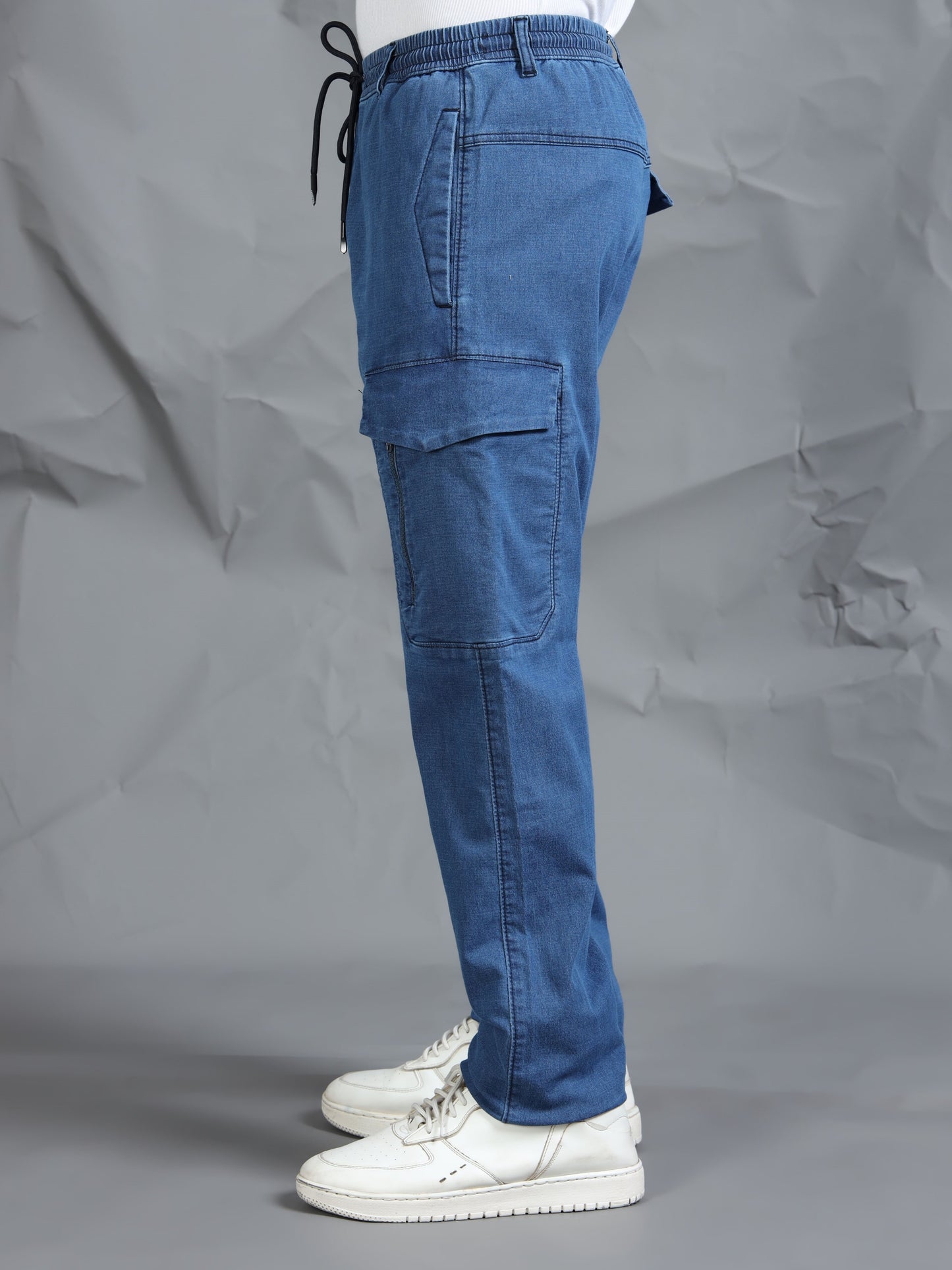 Cotton Lycra Stone  Cargo Pant with 7 Pockets  Elasticated Waistband