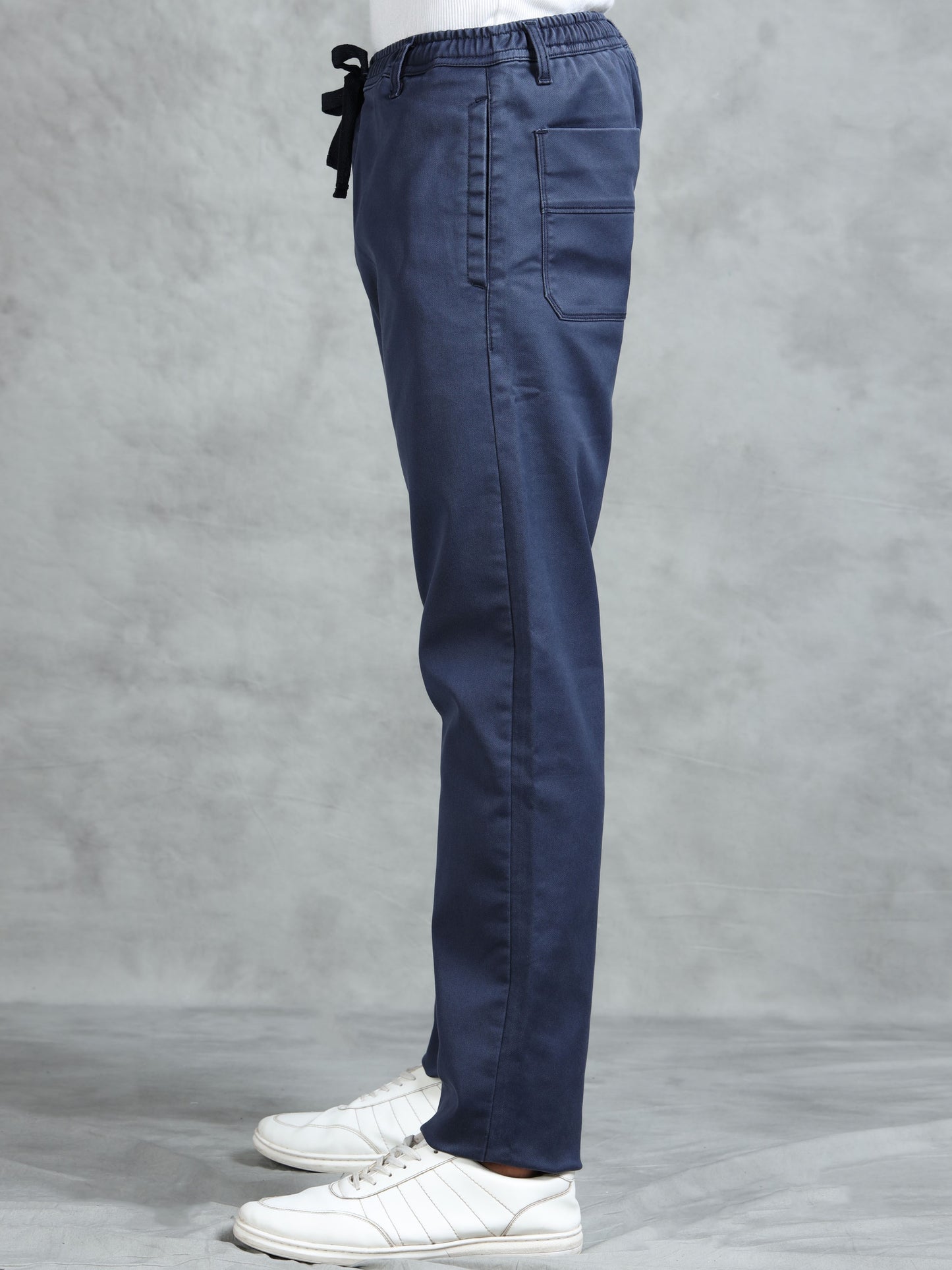 Navy Cotton Lycra Solid Pyjama