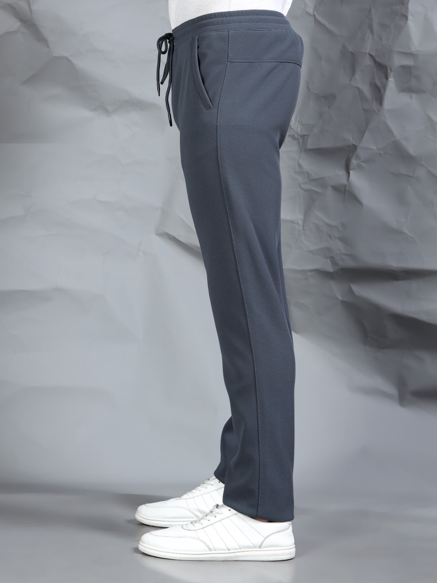 Waffle Structured Grey Track Pant