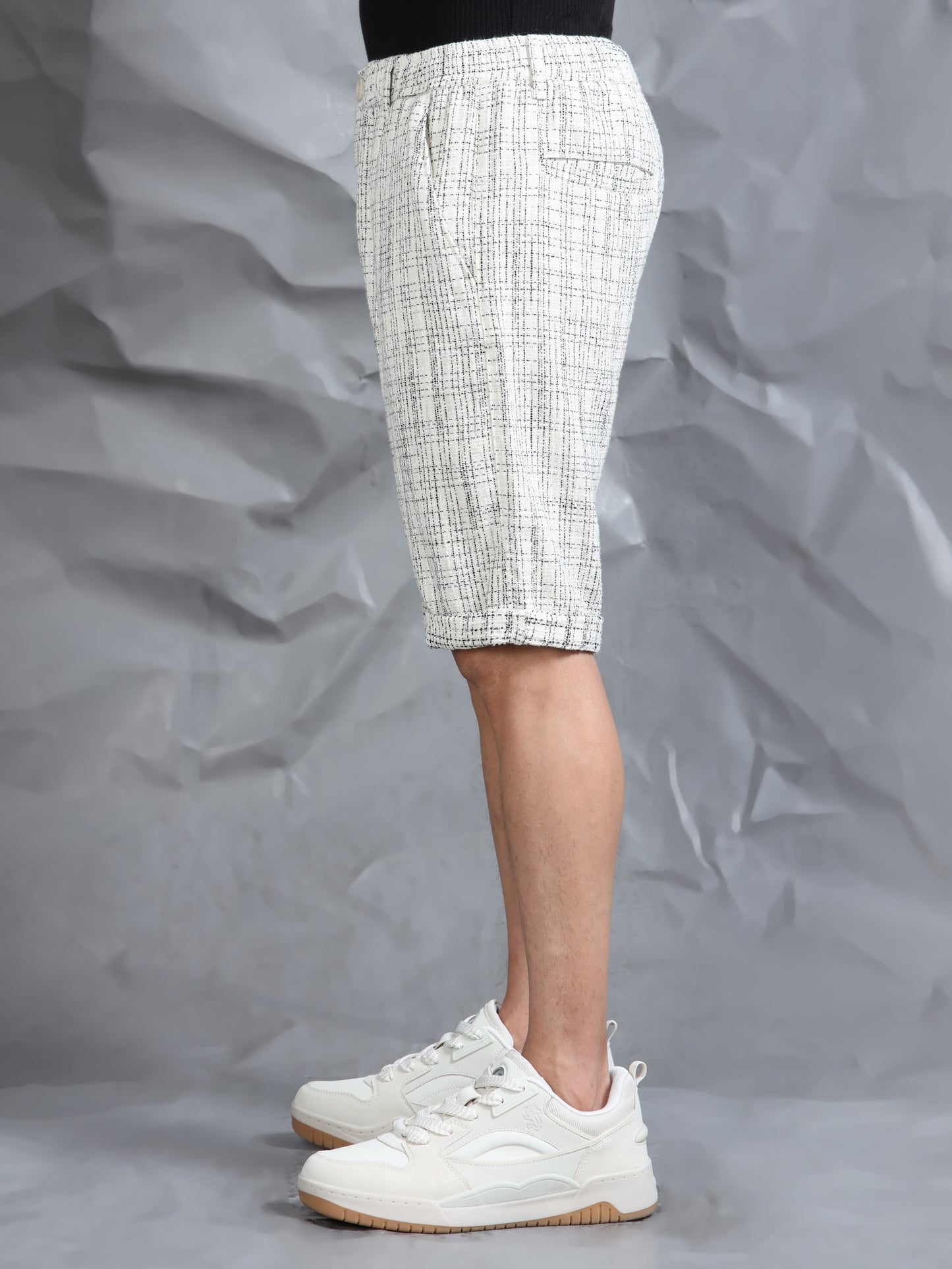 Cotton Lycra Casual Cream Printed Shorts