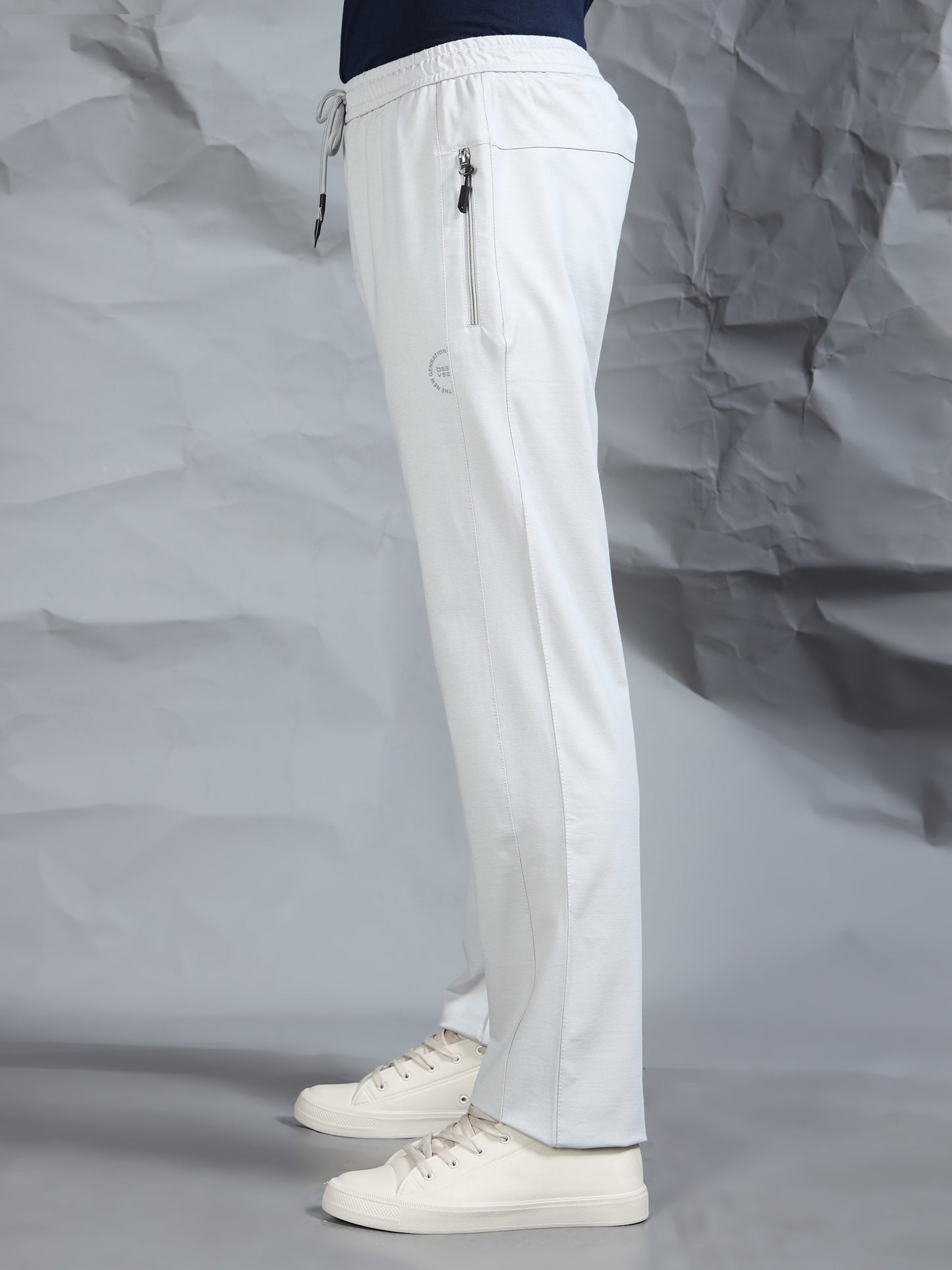 Light Grey Blend Knitted Stretchable Track Pant