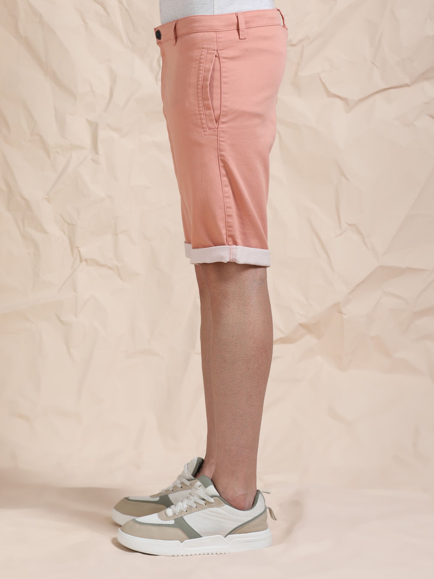 Cotton Lycra Peach Shorts