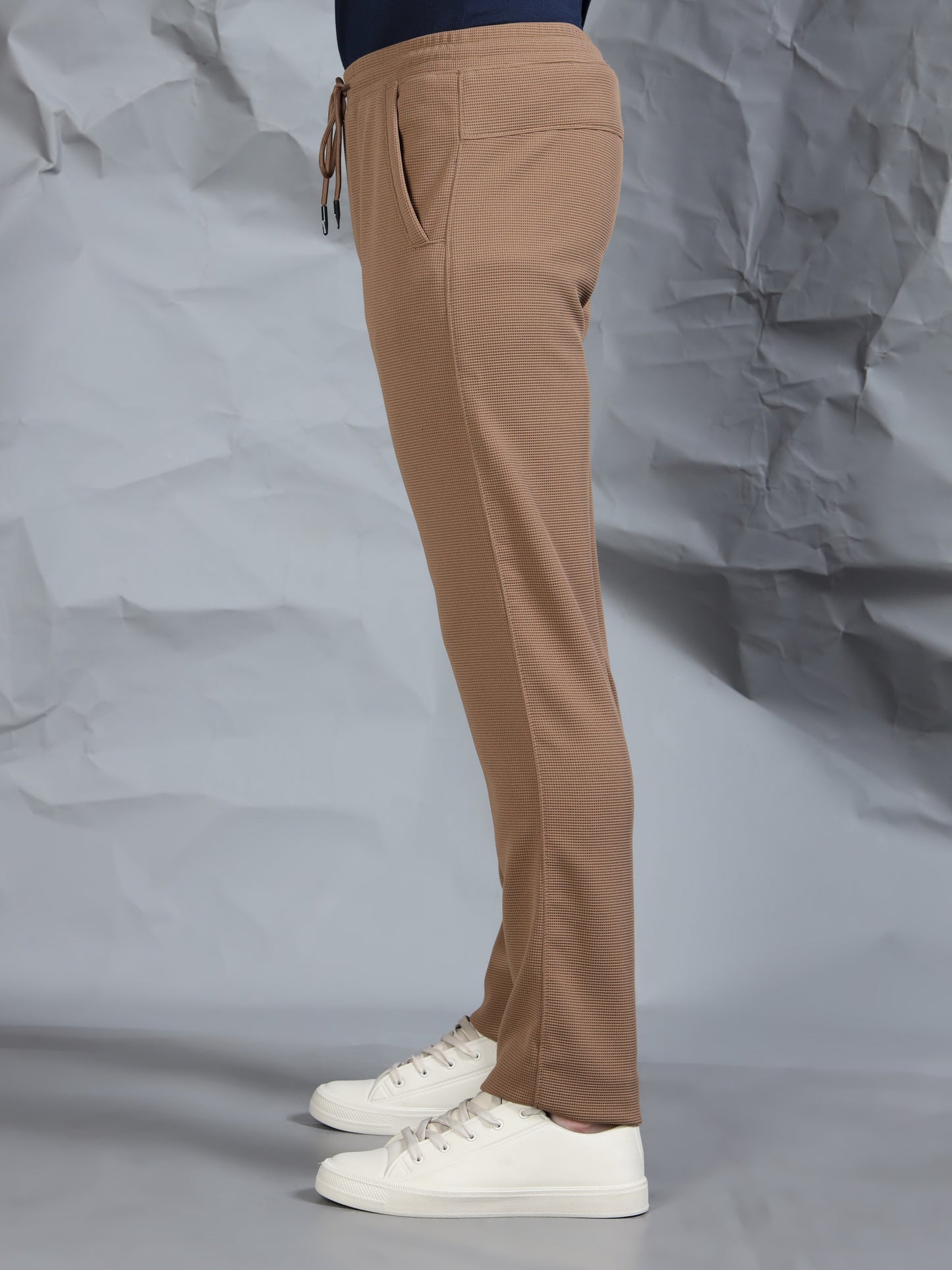 Waffle Structured Brown Track Pant