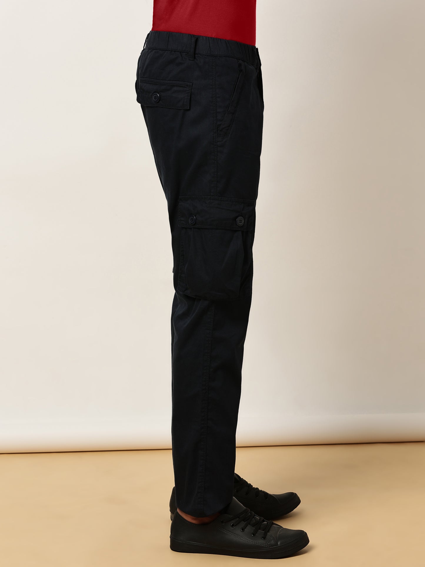 Elasticated Waist Multi Pocket Cargo Navy Lounge Pants