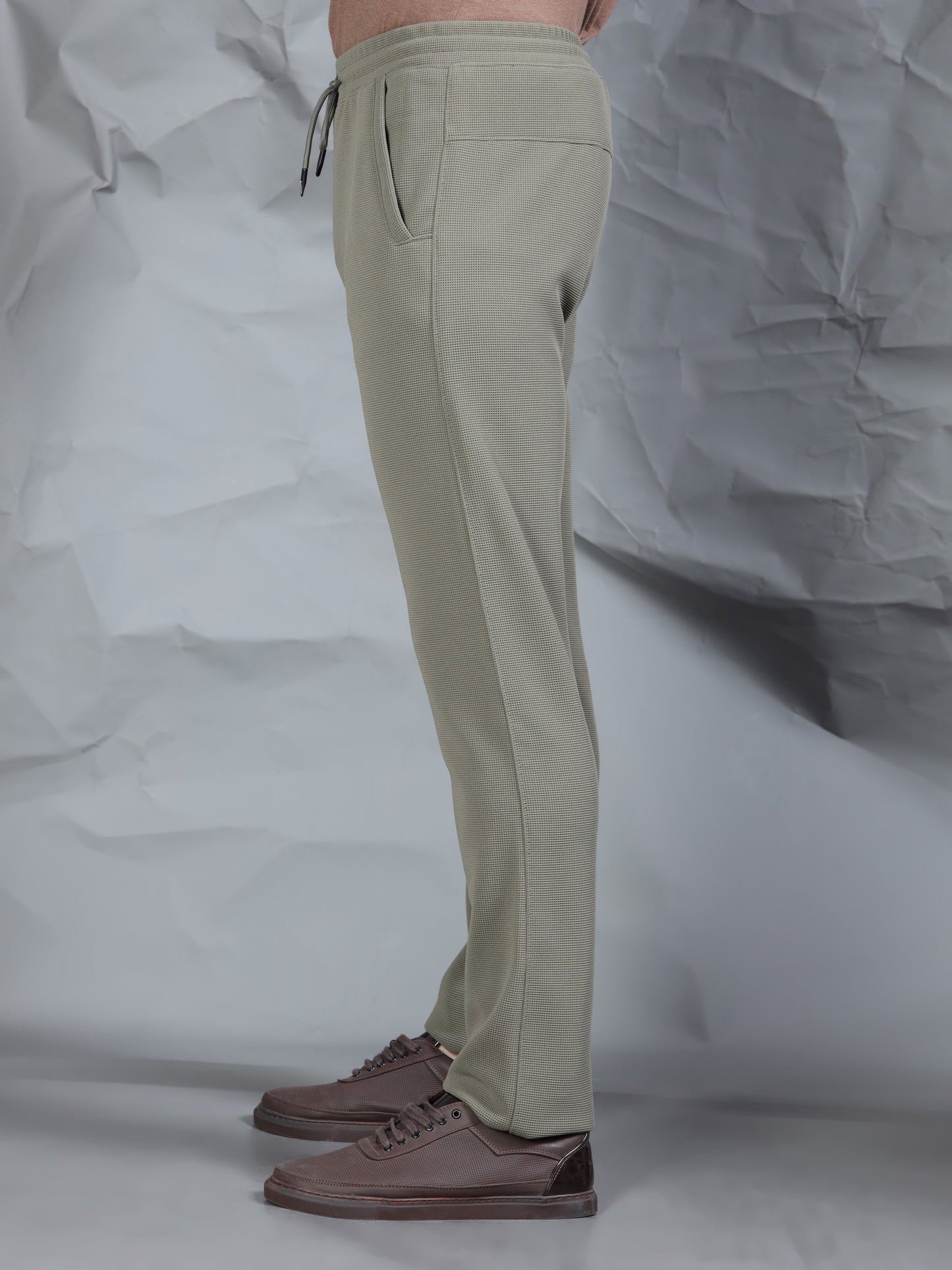 Waffle Structured Light Olive Track Pant