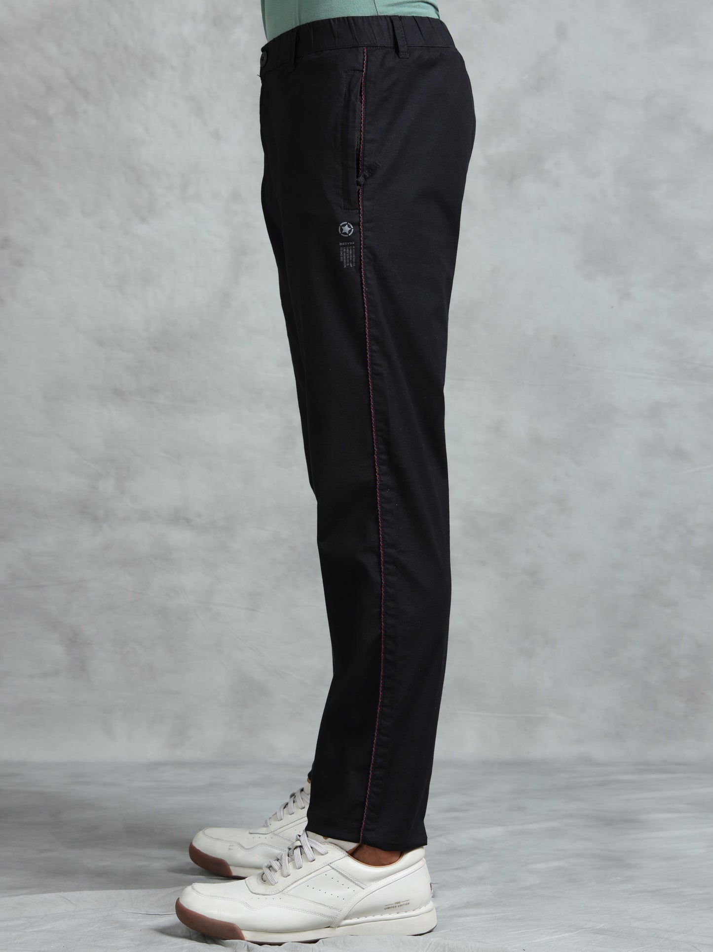 Black Cotton Lycra Solid Pyjama