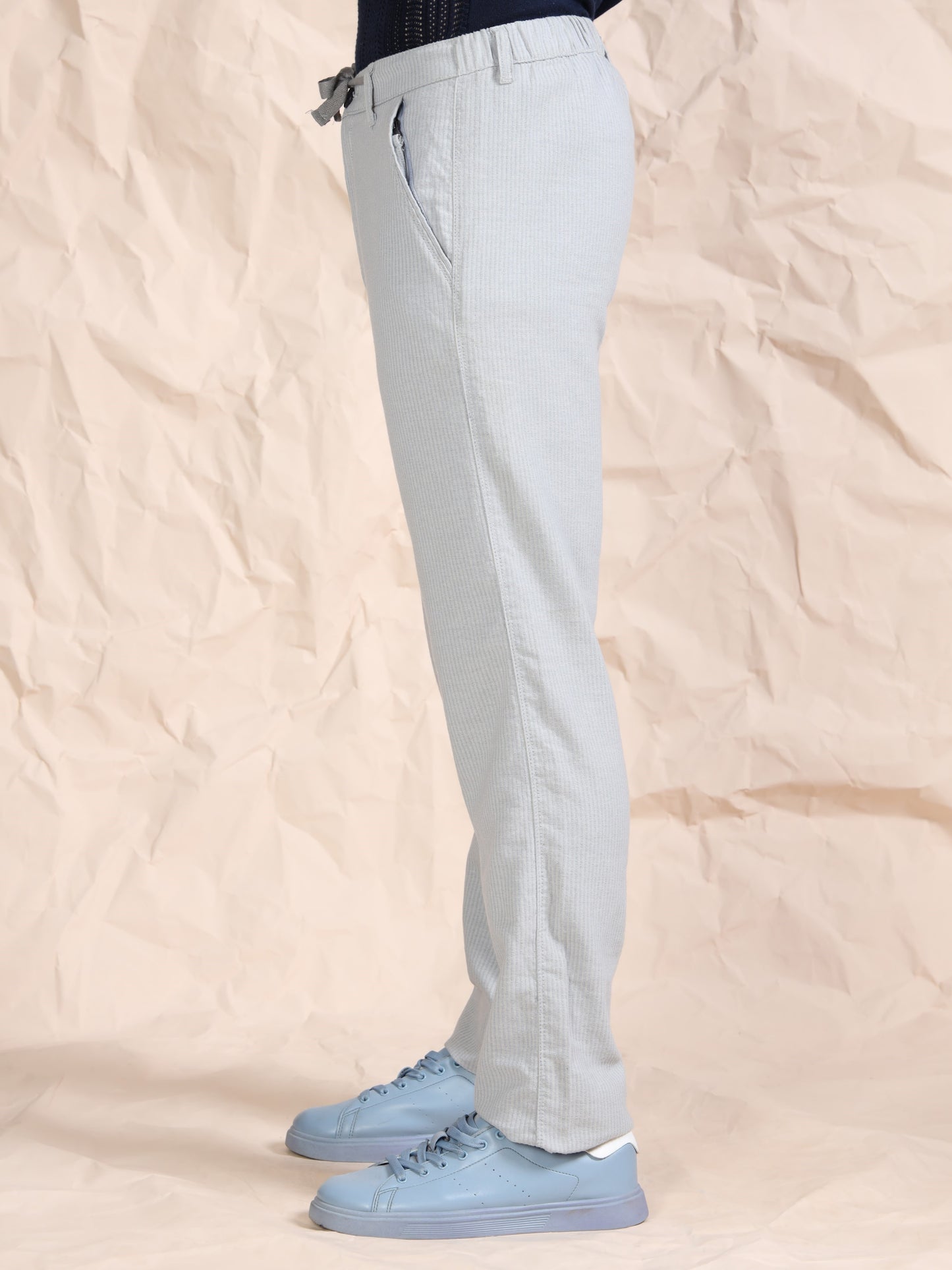 DK Grey Cotton Striped Mid Rise Pyjama