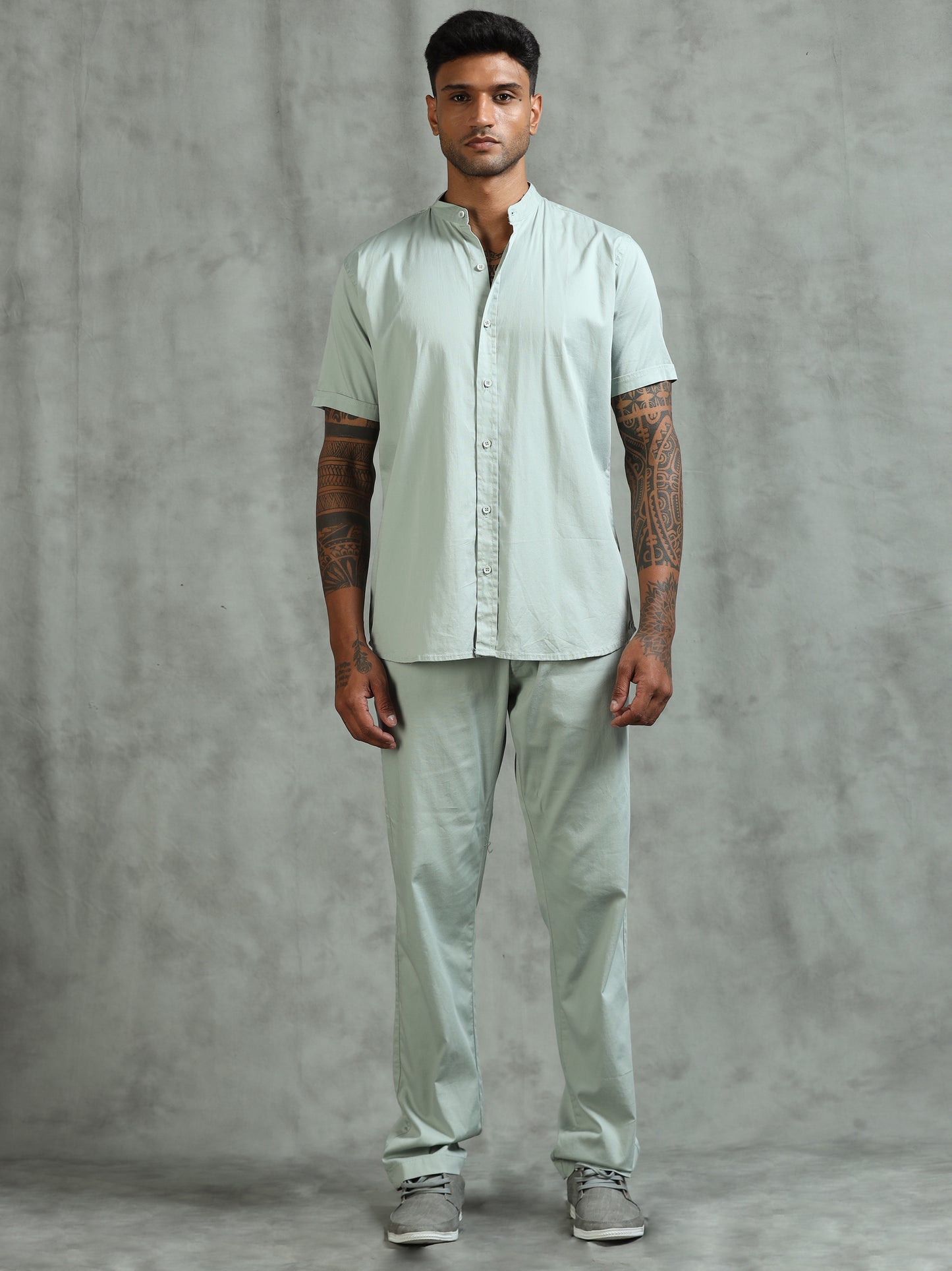 Mint Regular Fit Half Sleeve Solid Casual Co-ord Sets