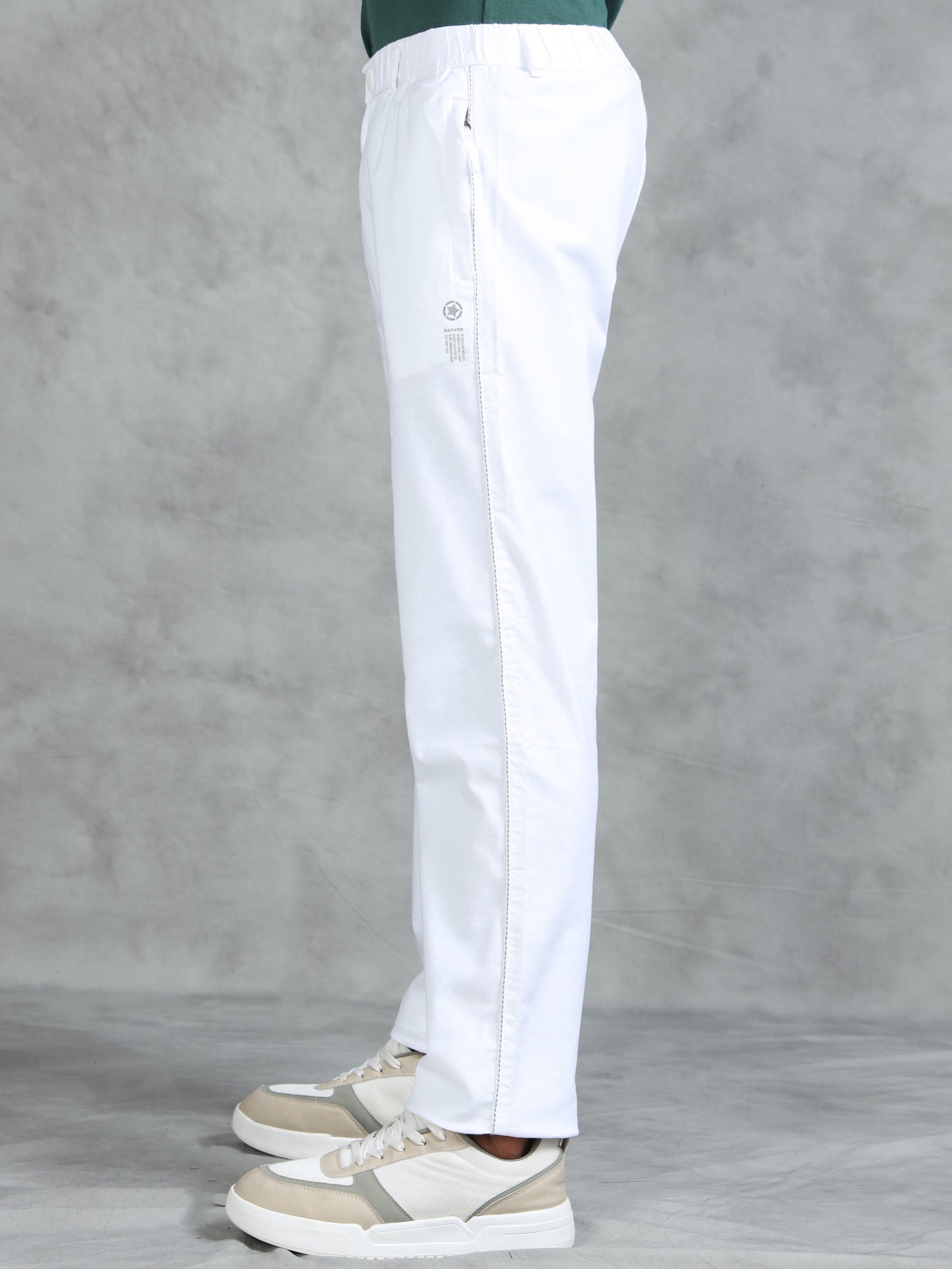 White Cotton Lycra Solid Pyjama