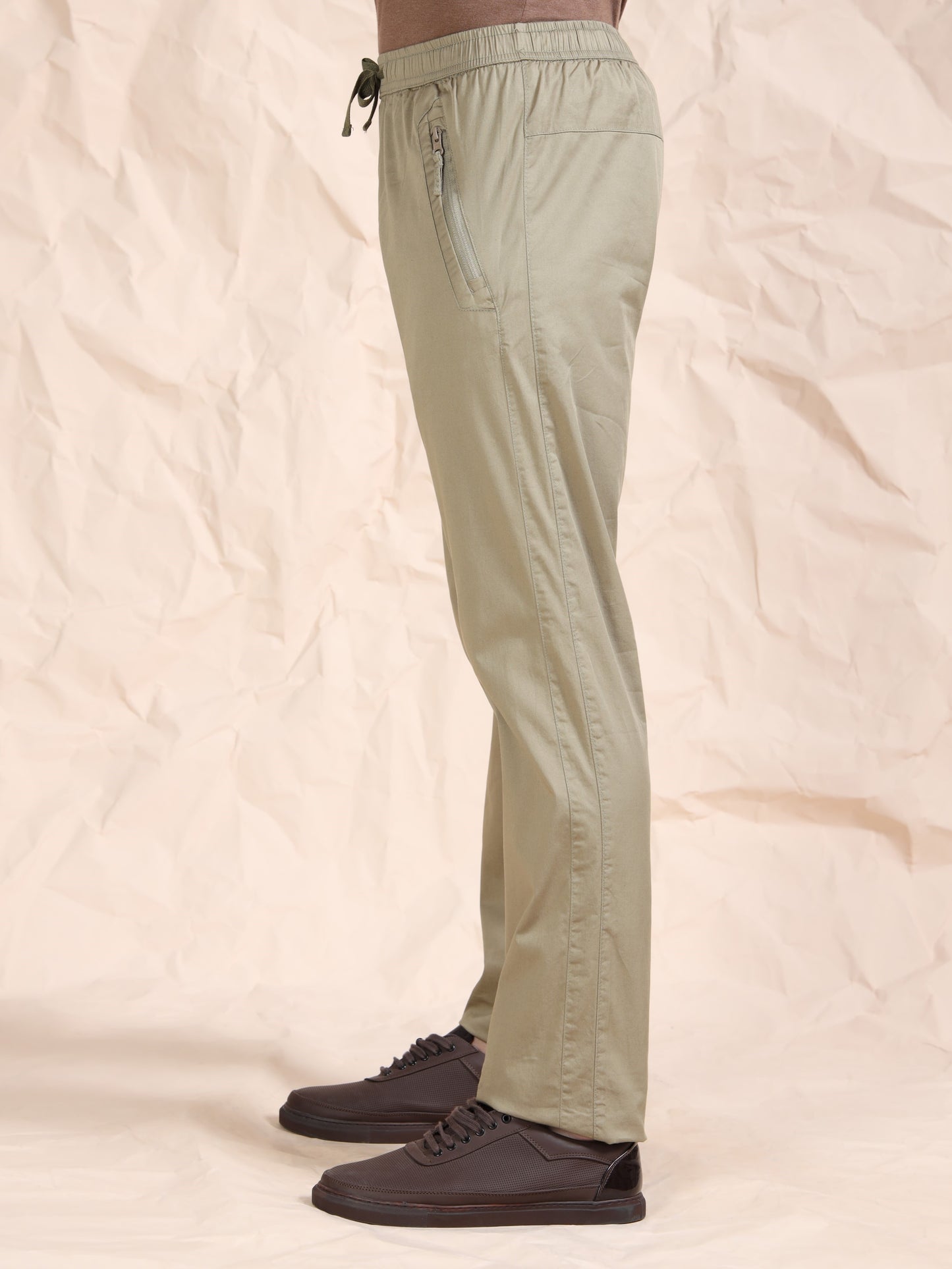 Olive Regular Fit Cotton Lycra Solid Pyjama