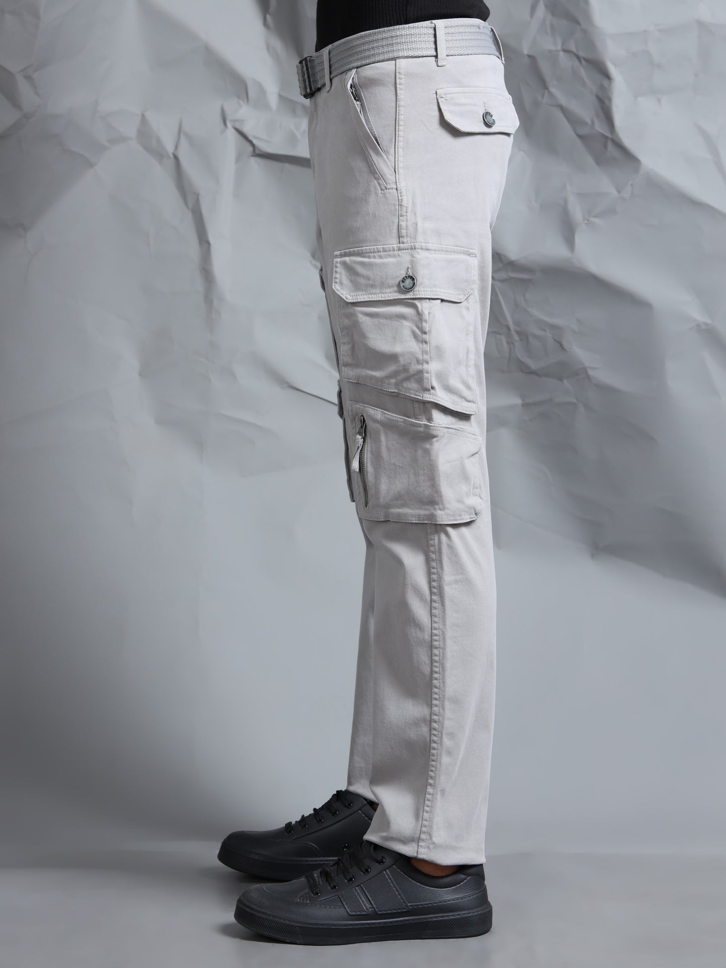 Cotton Lycra Light Grey  Cargo Pant with 8 Pockets