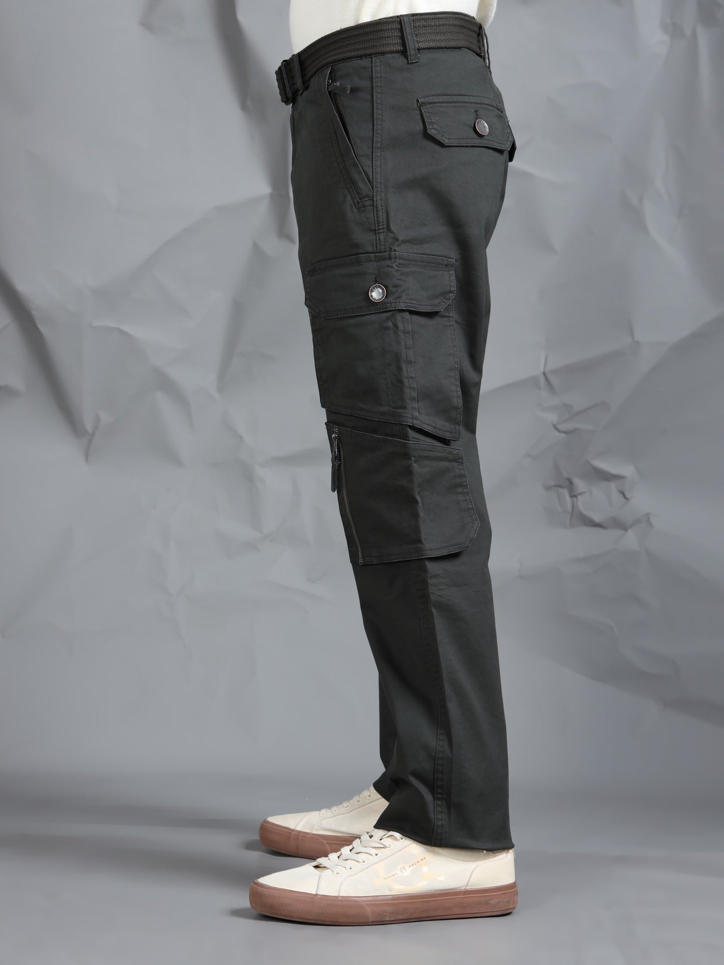 Cotton Lycra Olive  Cargo Pant with 8 Pockets
