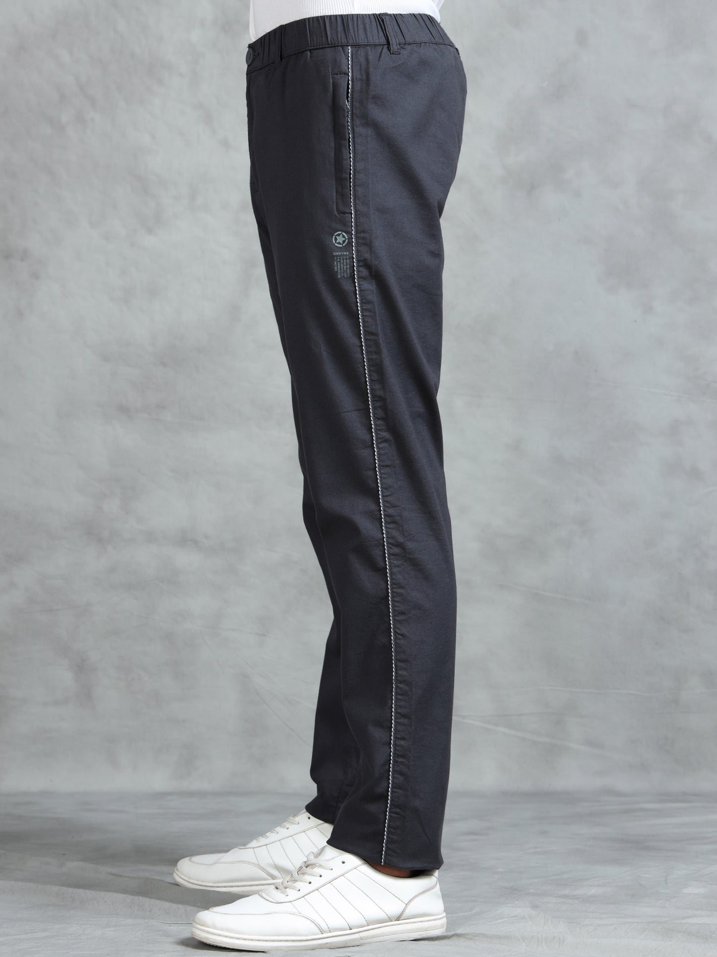 Grey Cotton Lycra Solid Pyjama