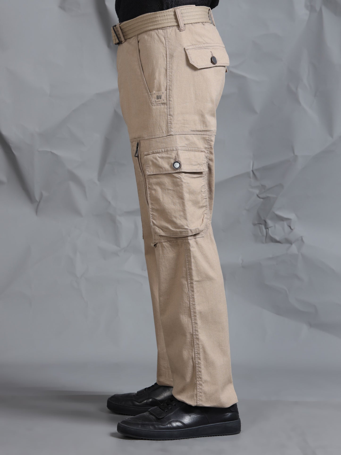 Cotton Lycra  Mud Mid Rise Cargo Pant with 8 Pockets