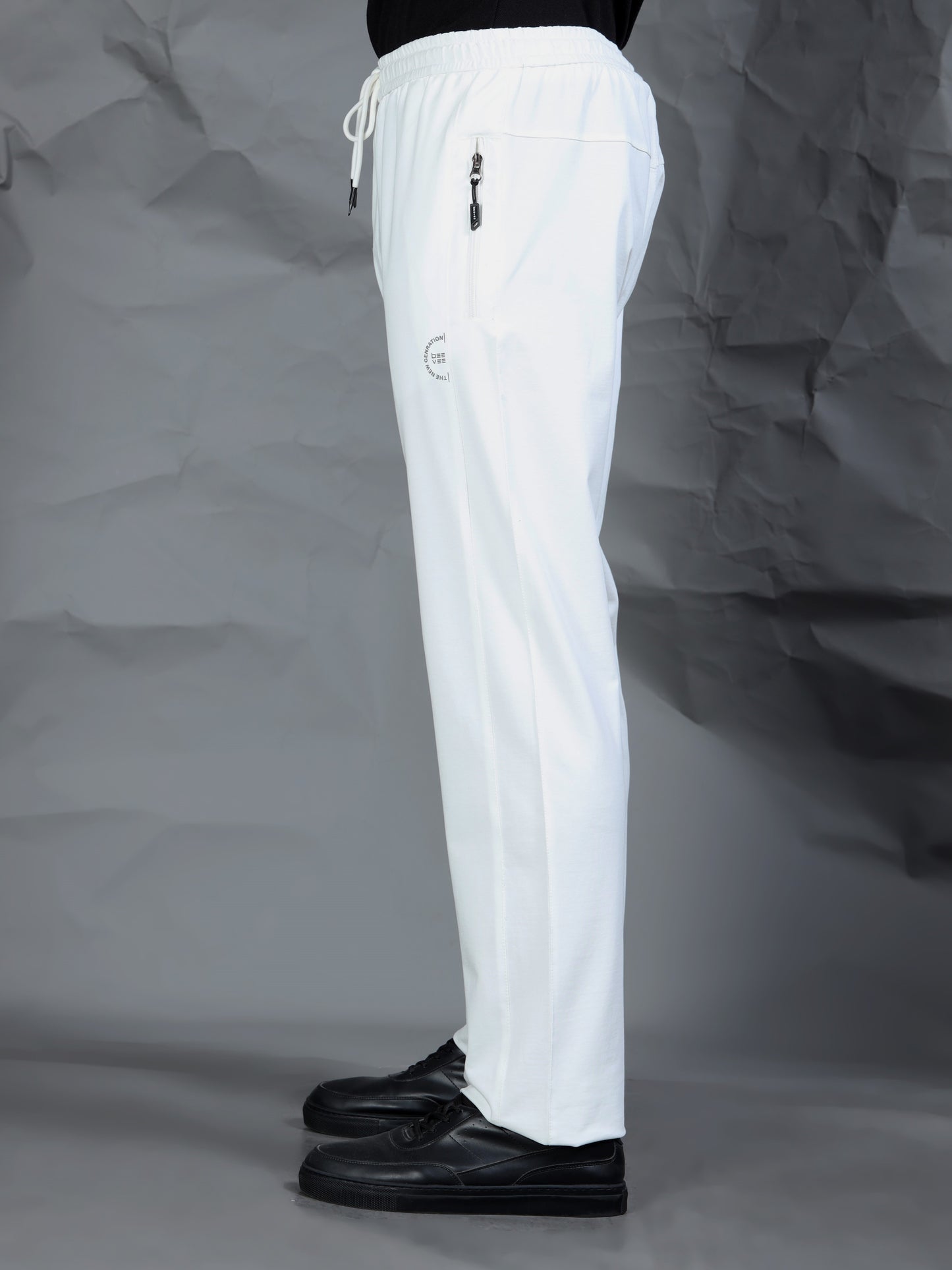 White Blend Knitted Stretchable Track Pant