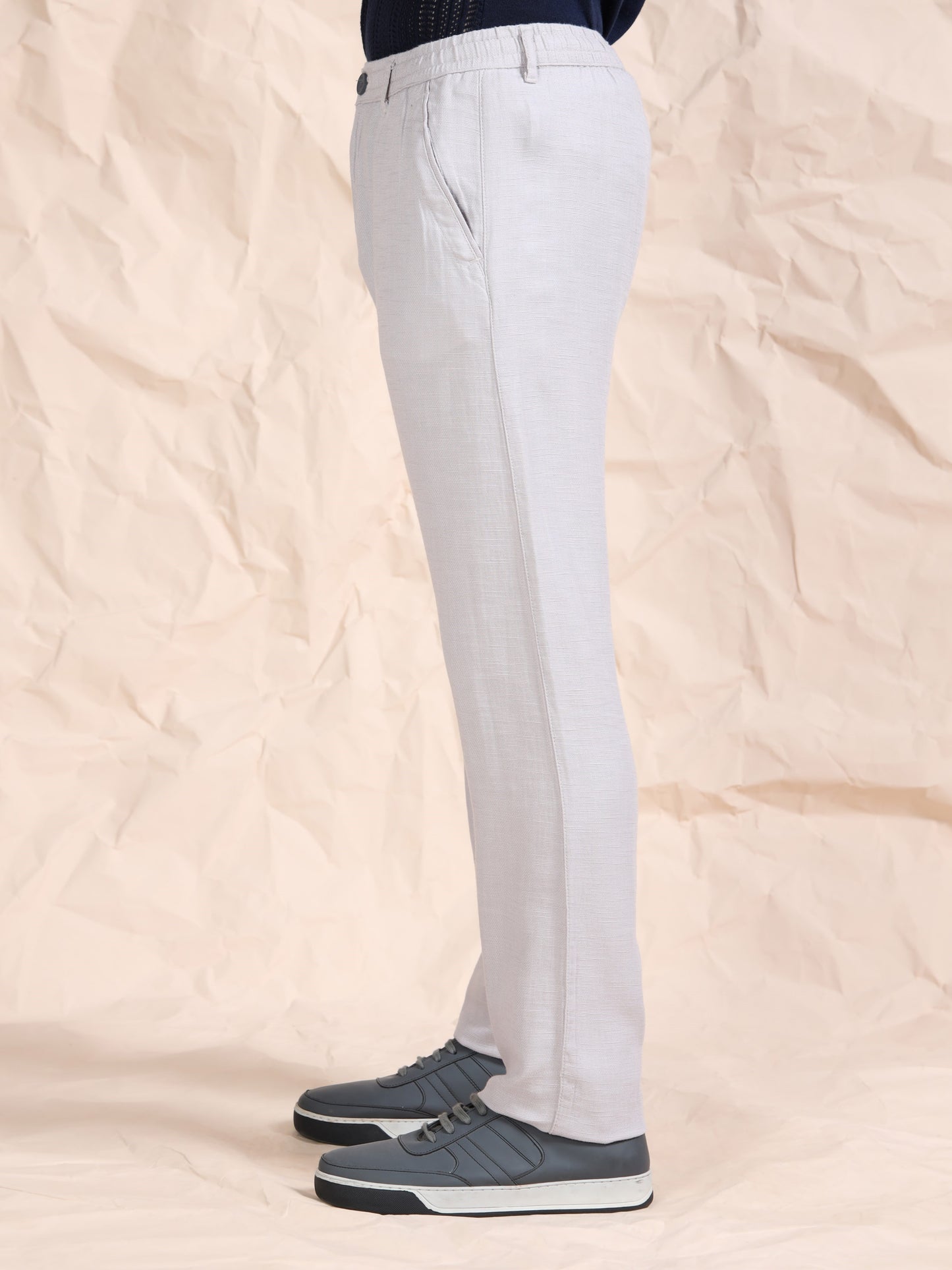 Stone Cotton Linen Solid Mid Rise Pyjama
