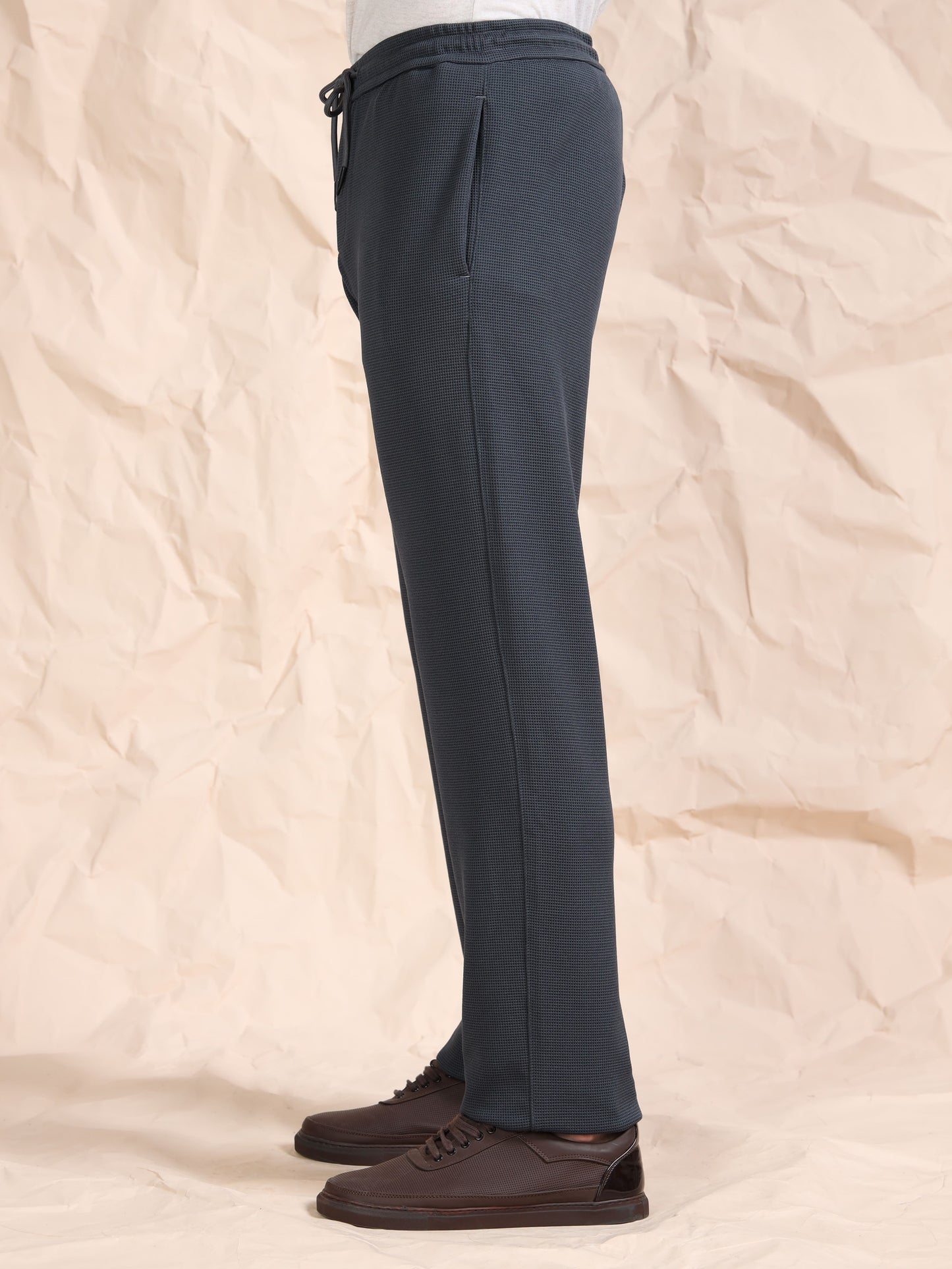 Grey Waffle Structured Track Pant