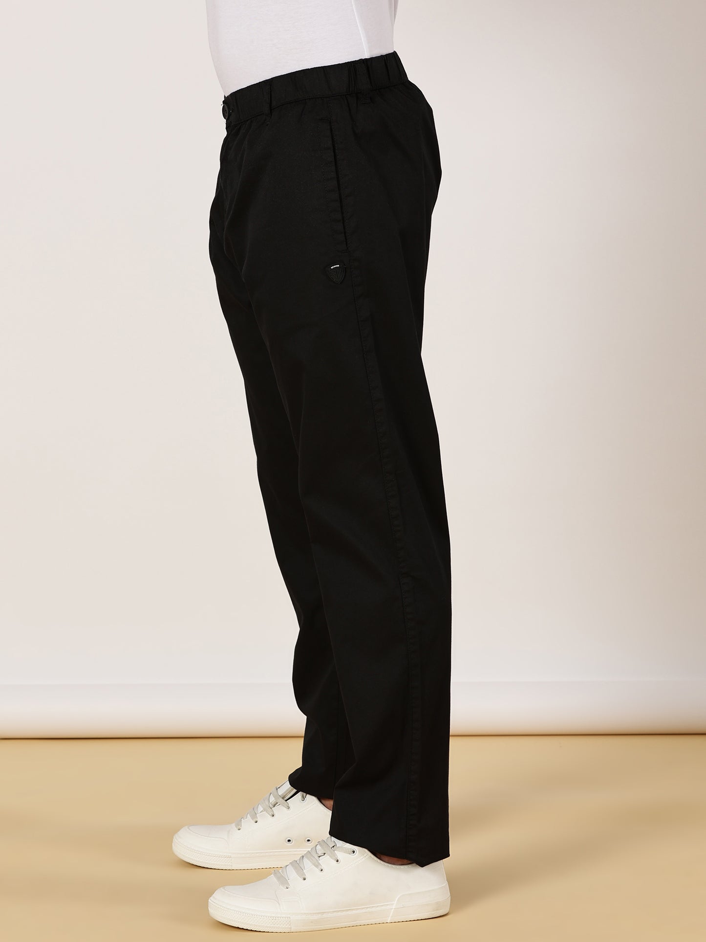 Light Weight Elasticated Waist Zip Pocket Black Lounge Pants