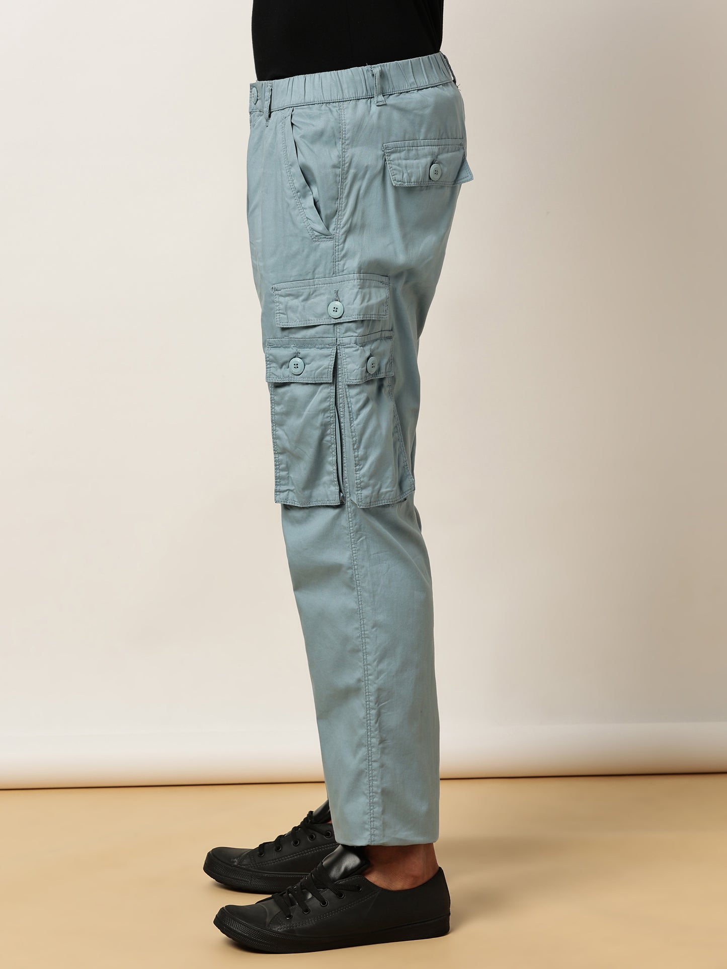 Elasticated Waist Multi Pocket Cargo Sky Lounge Pants