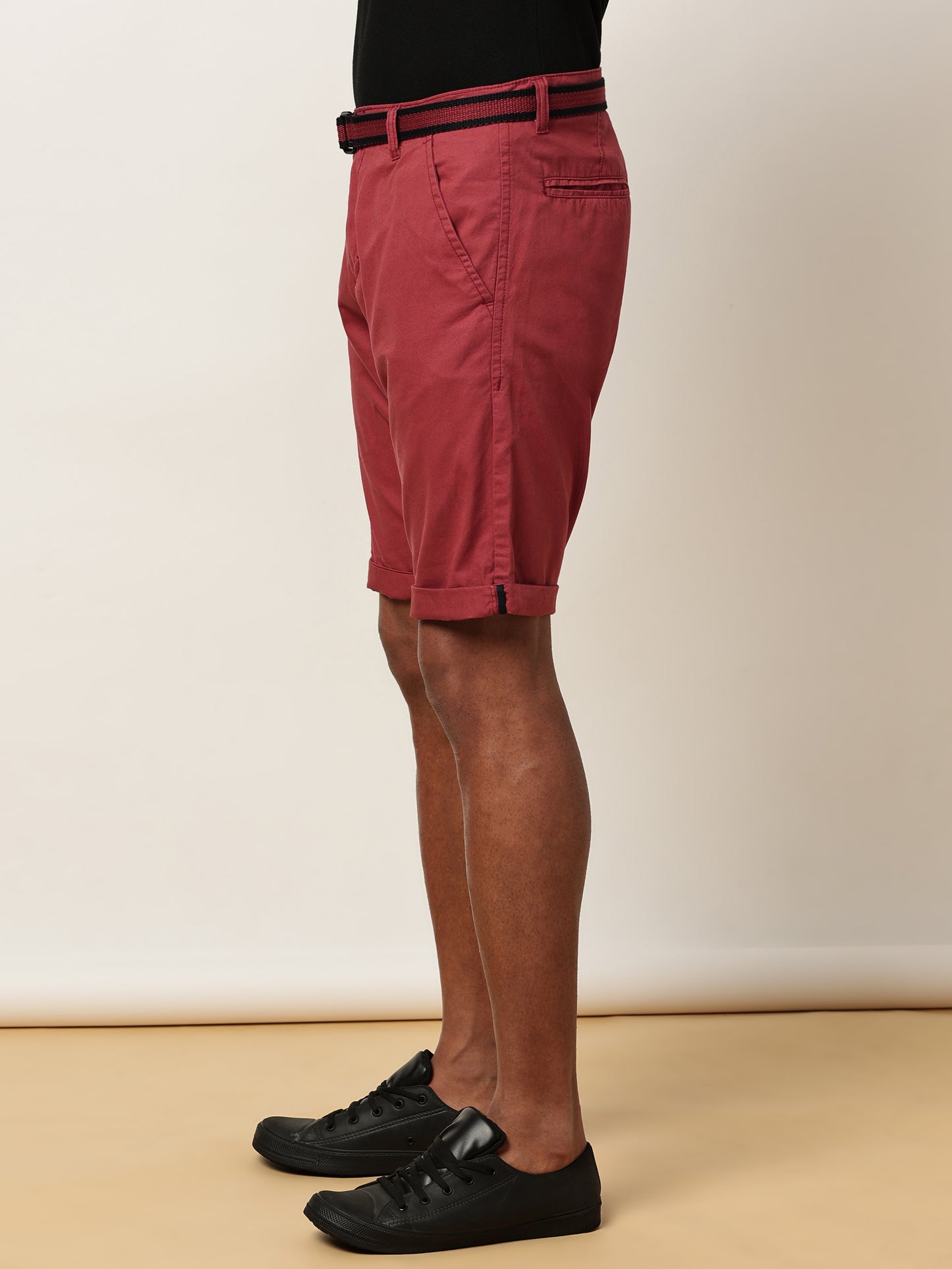 Plain Rust Shorts With Belt