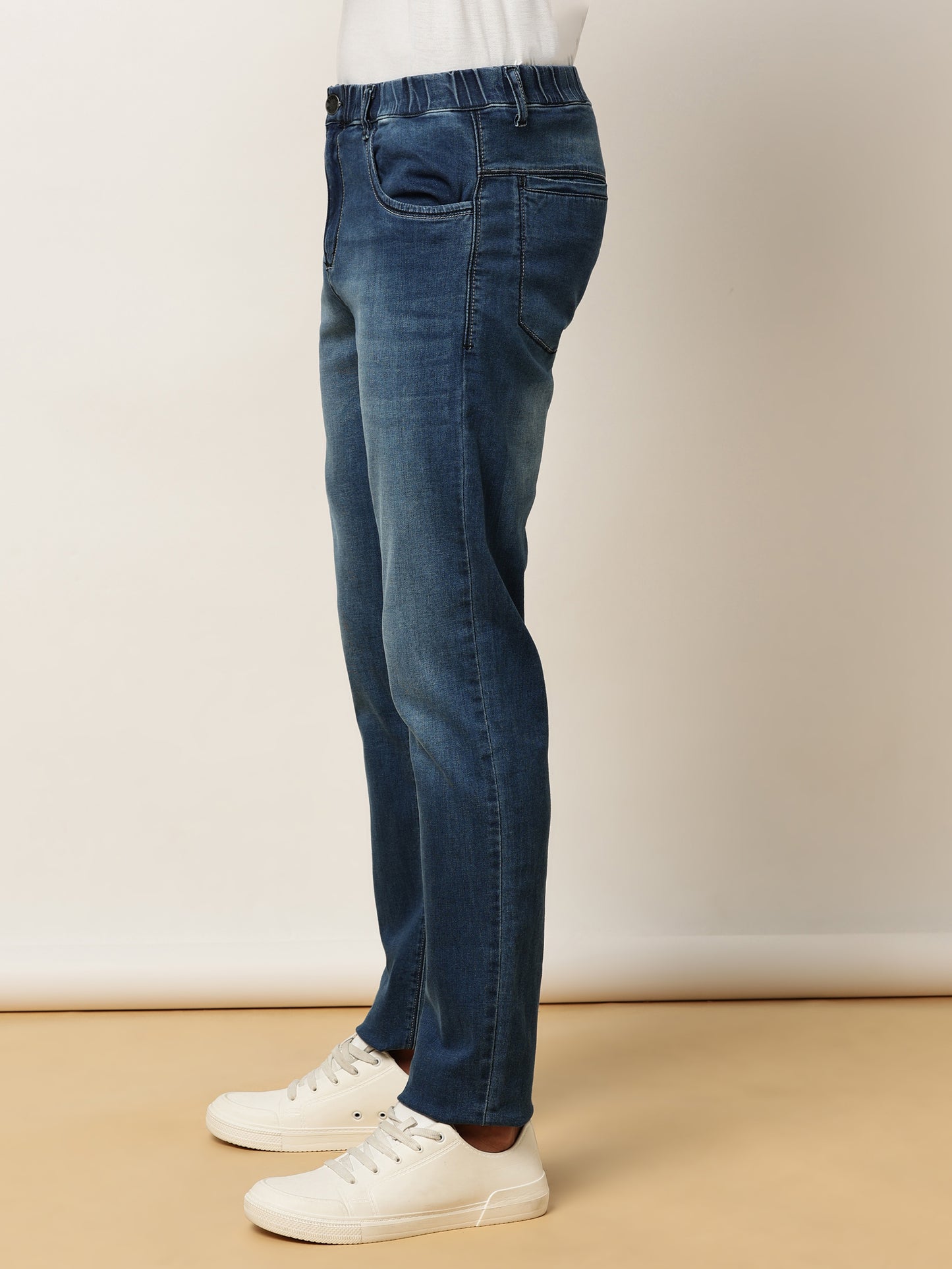 Elasticated Knit Denim Stretchable Light Blue Lounge Pants