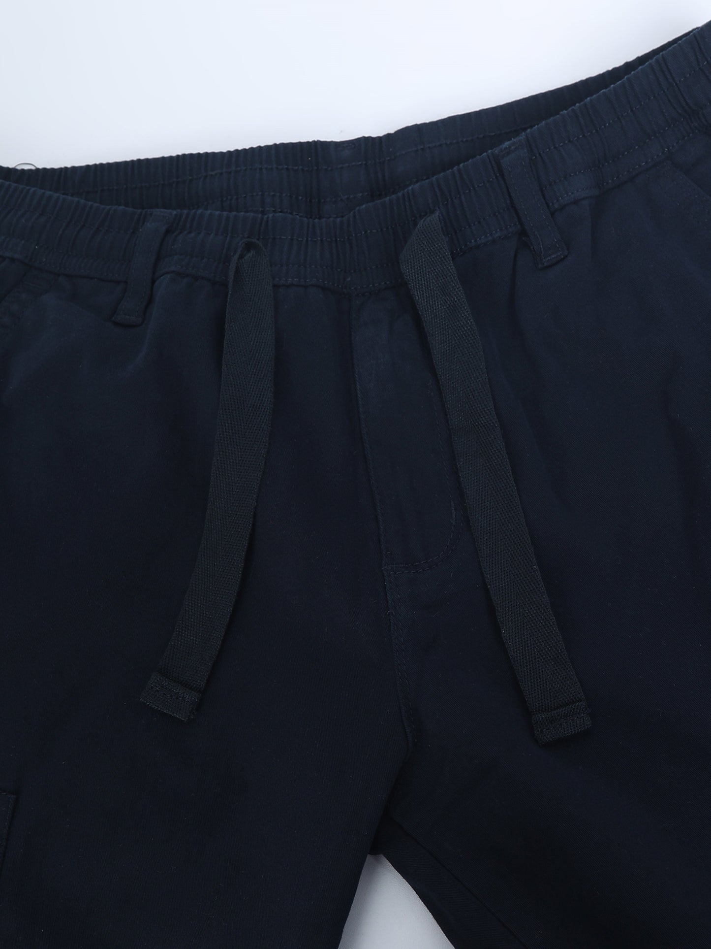 Cotton Lycra Navy Blue  Mid Rise Cargo Pant with 7 Pockets  Drawstring Closure