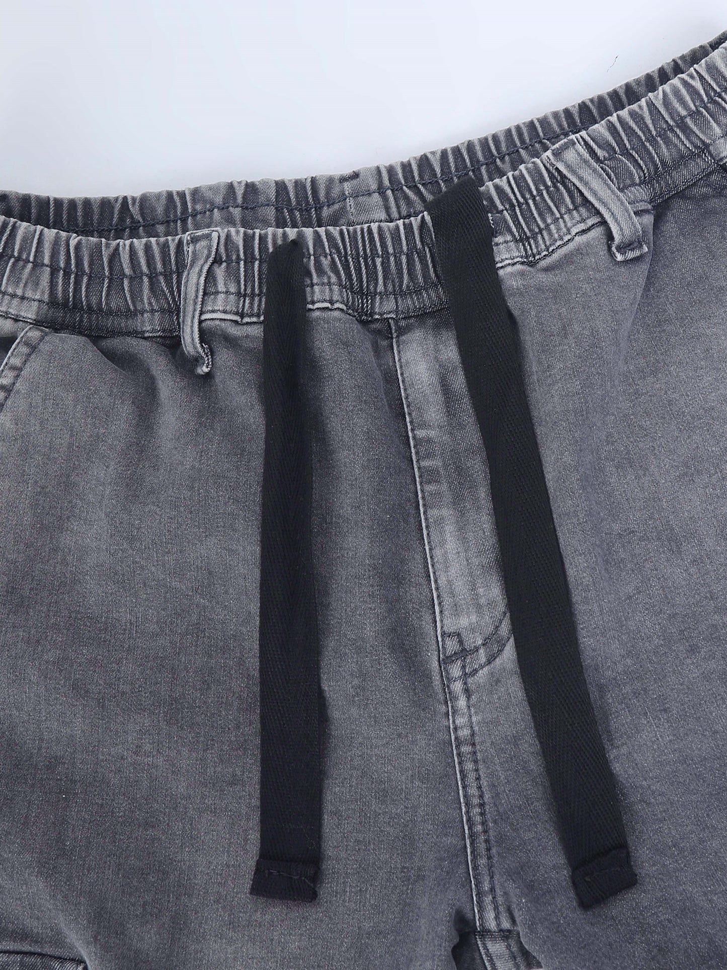 Cotton Lycra Grey  Mid Rise Cargo Pant with 7 Pockets  Drawstring Closure