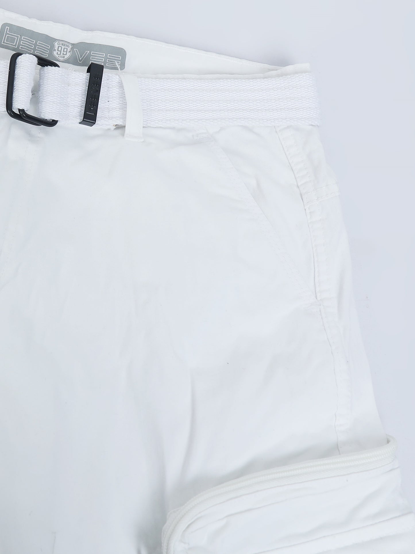 Cotton Lycra  White Mid Rise Cargo Pant with 8 Pockets