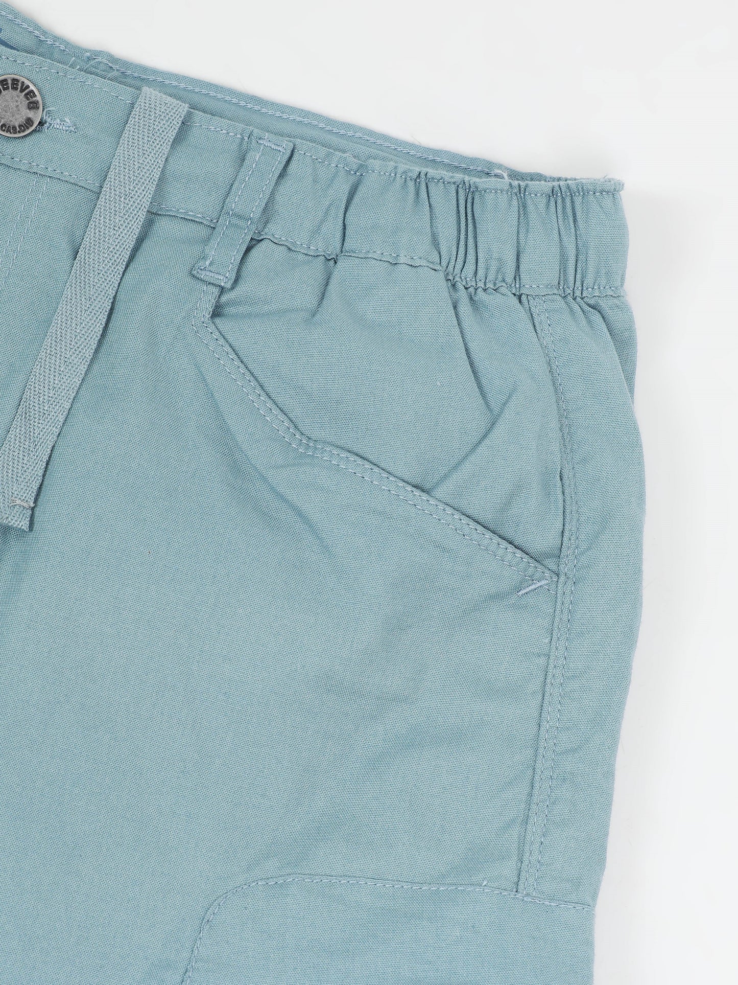 M Blue Cotton Lycra Solid Shorts