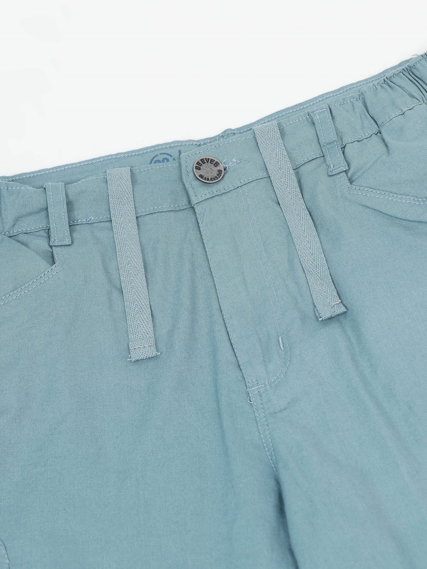 M Blue Cotton Lycra Solid Shorts