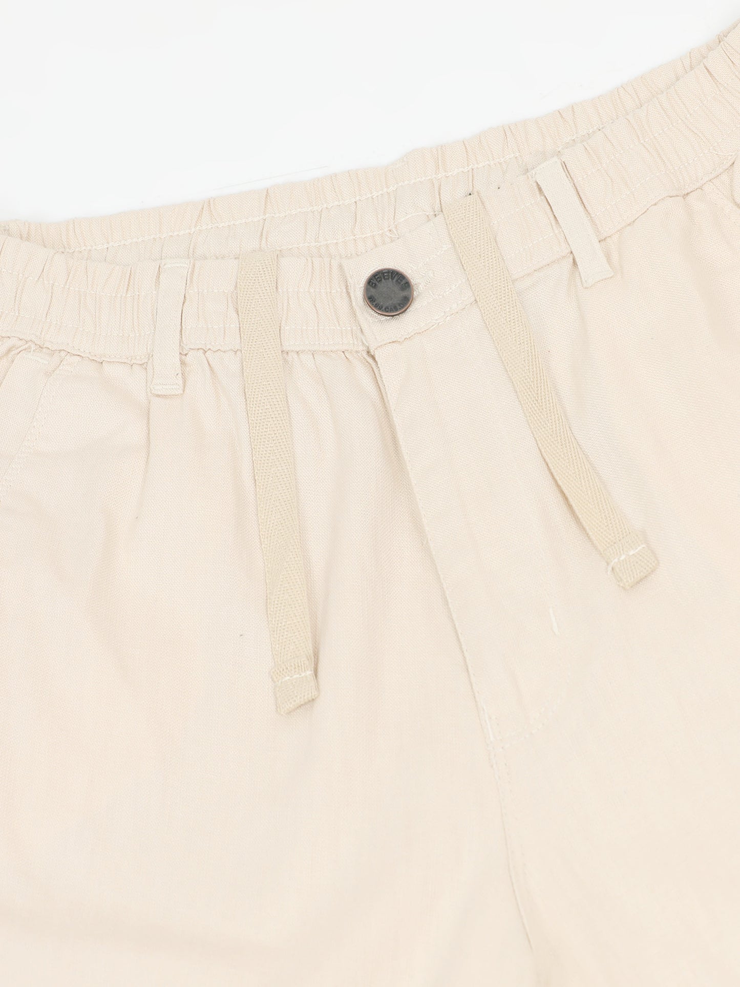 Beige Cotton Lycra Solid Shorts