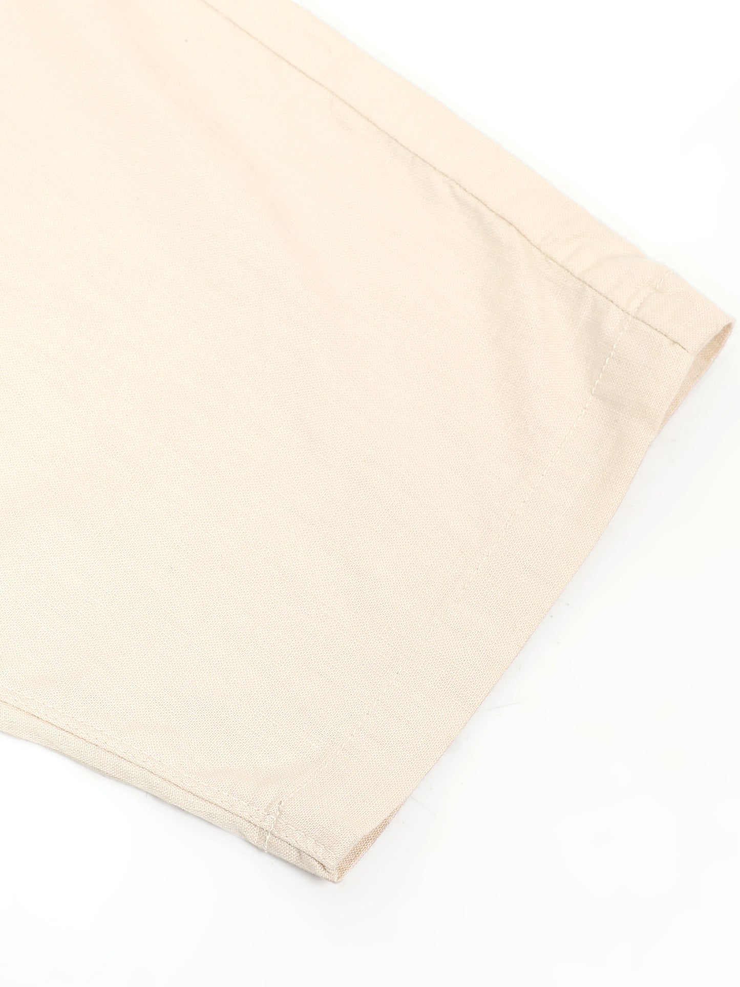 Beige Cotton Lycra Solid Shorts