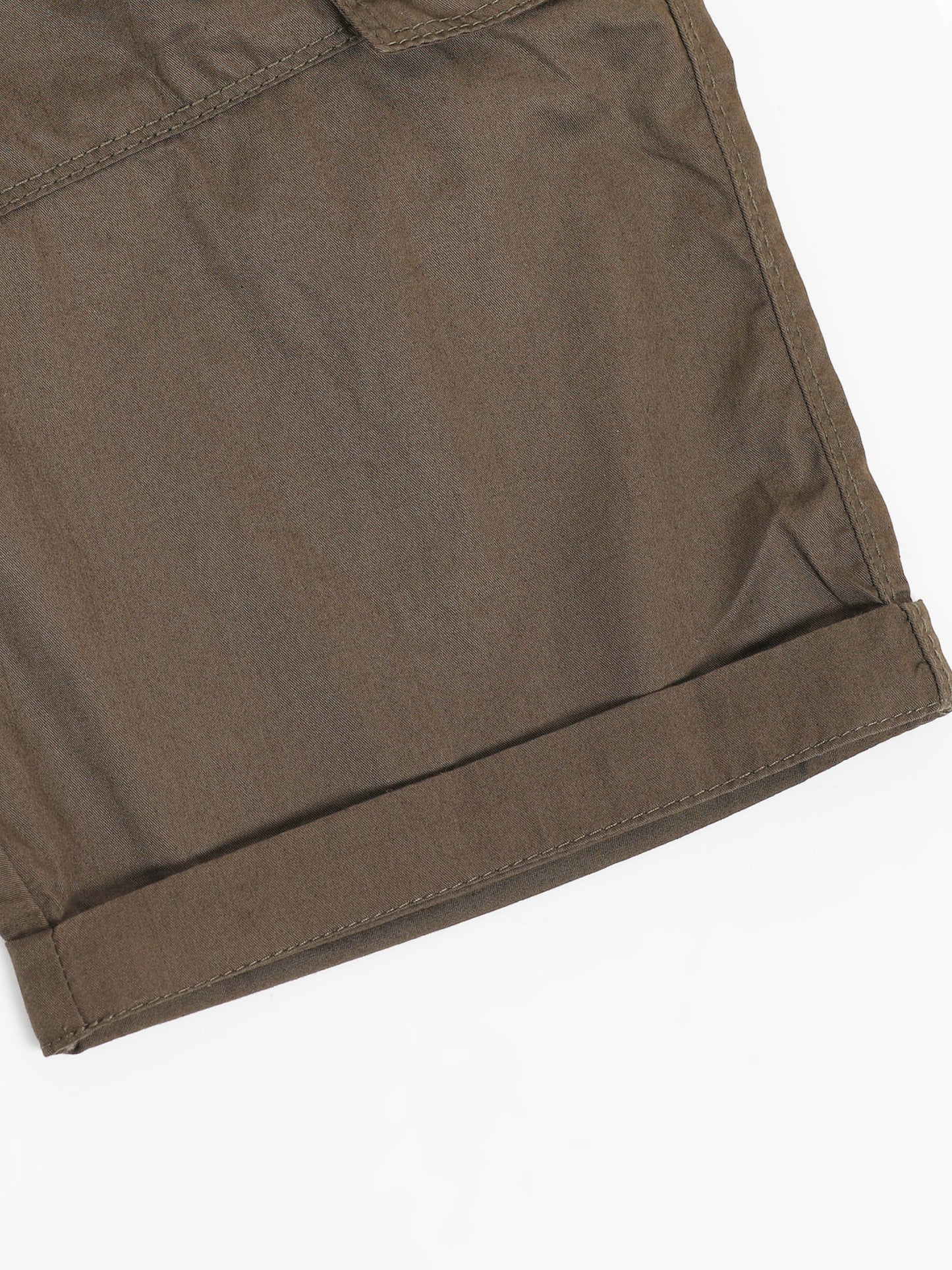 Olive Cotton Solid Shorts