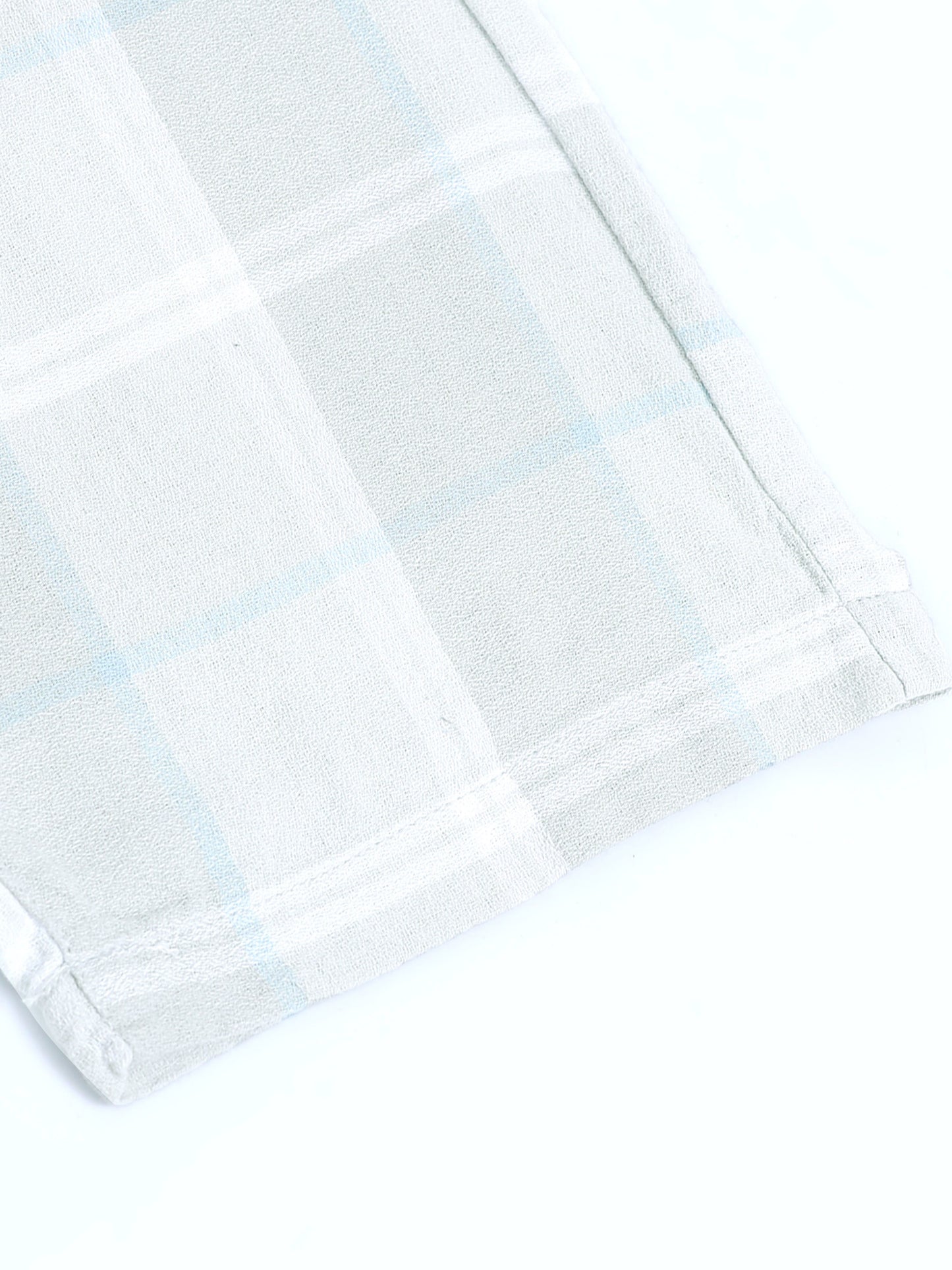 Grey Yarn Dyed Cotton Checkered Shorts.